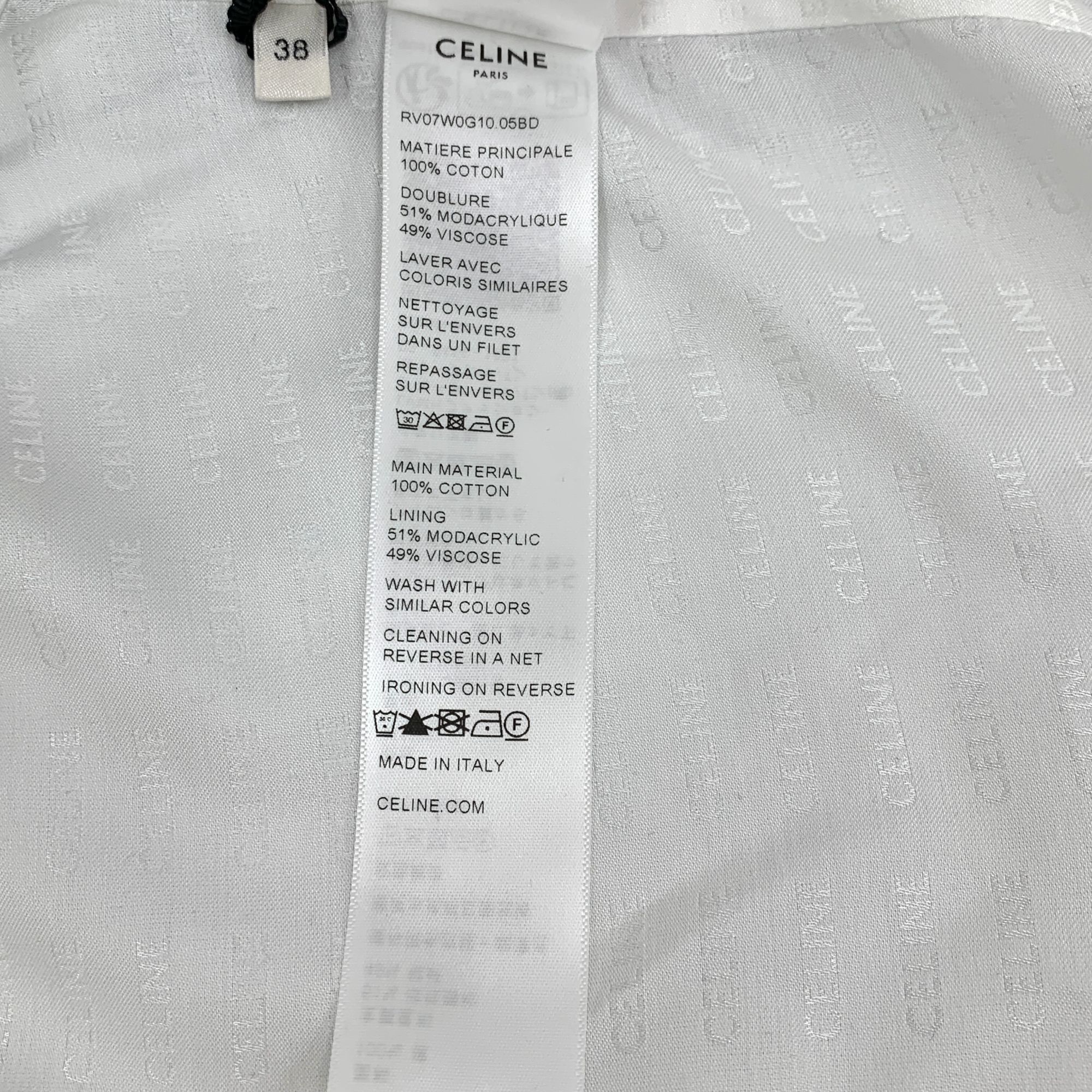 Celine Celine Blue Arc de Triomphe Print Cotton Long Sleeve Button- Size XS / US 0-2 / IT 36-38 - 3 Thumbnail