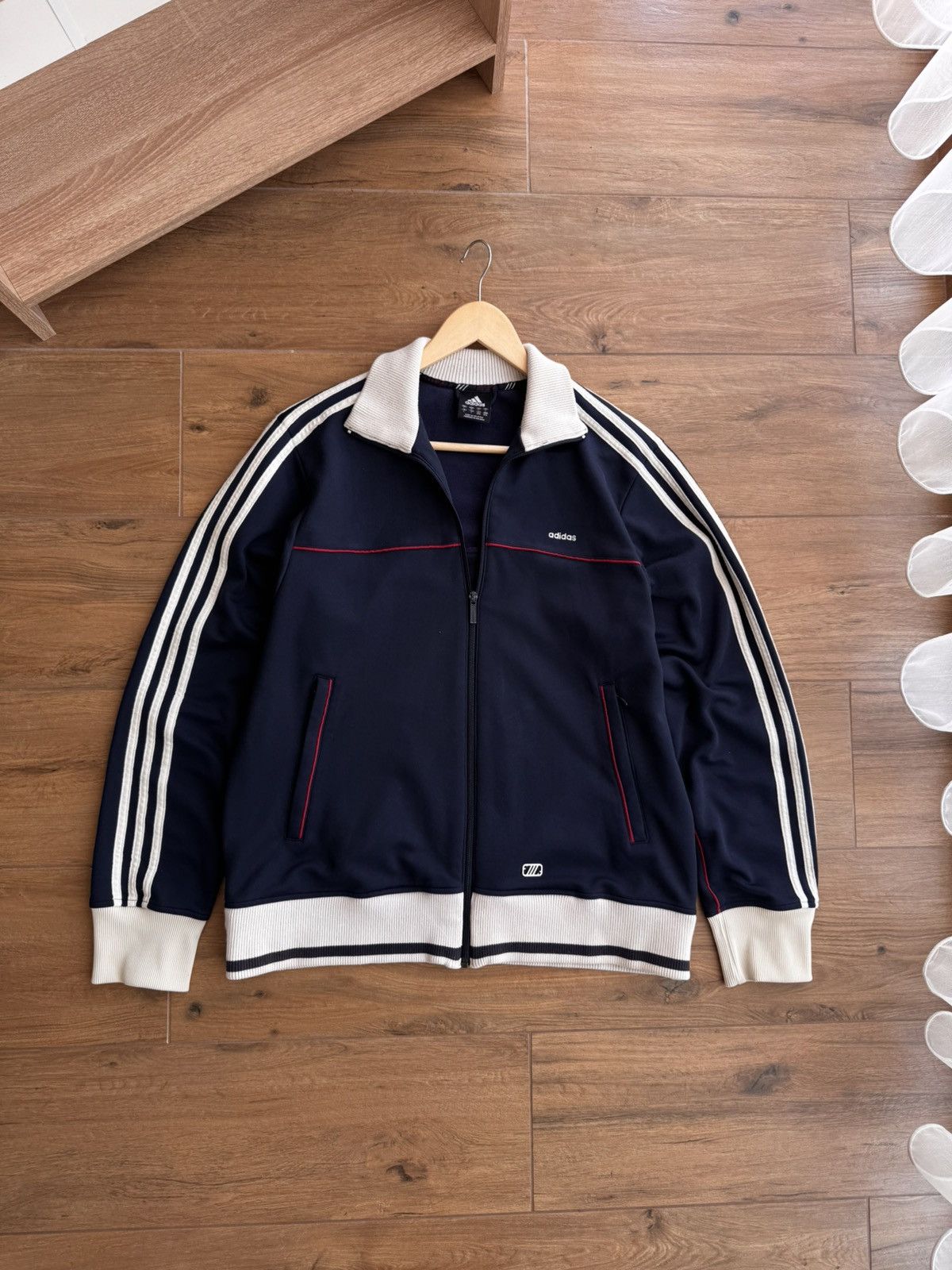 Adidas × Vintage Vintage Adidas Three Stripes Streetwear Japanese Zip Hoodie Size US L / EU 52-54 / 3 - 12 Thumbnail