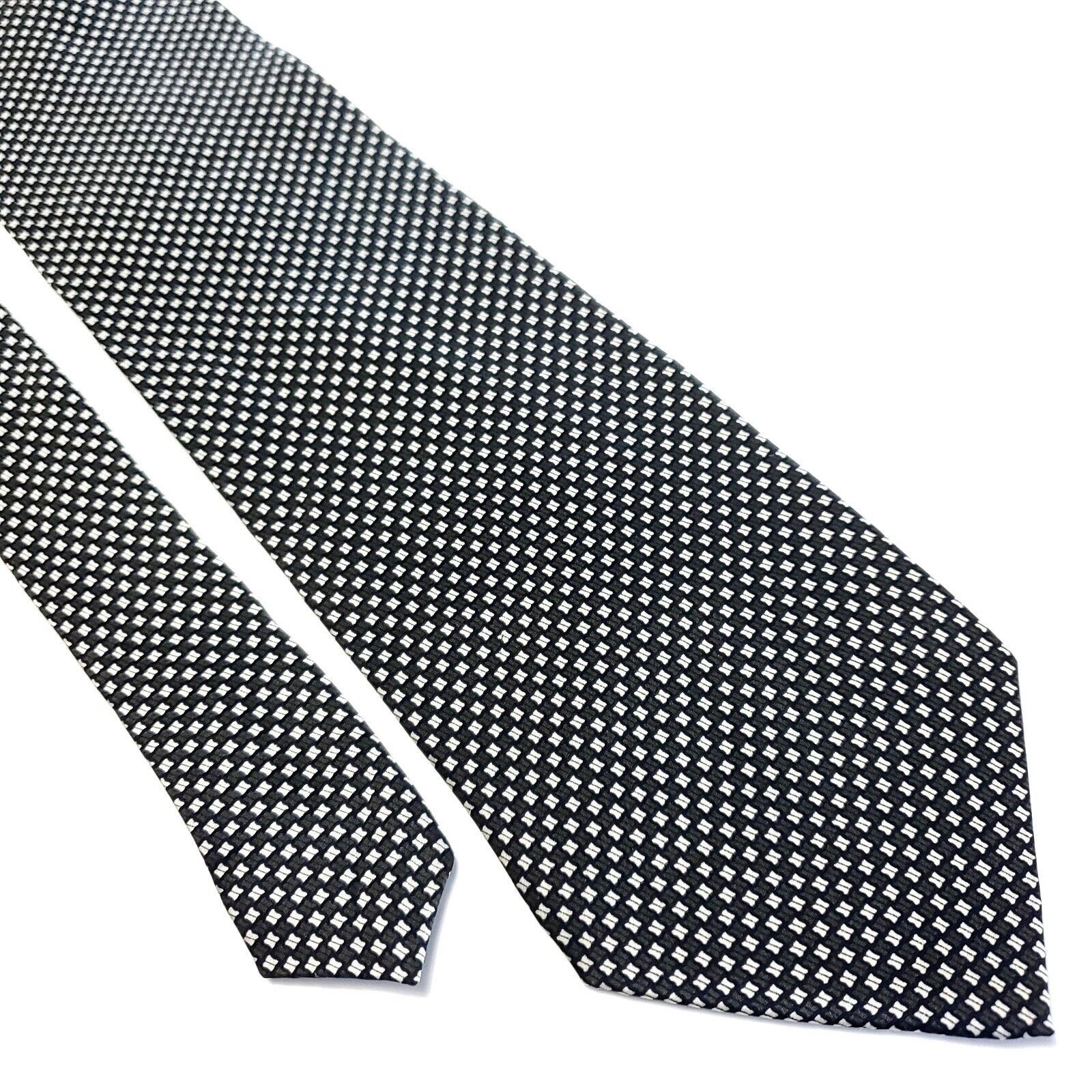 Designer Valerio Garati Green White Print Geometric Wide Silk Tie Size ONE SIZE - 1 Thumbnail