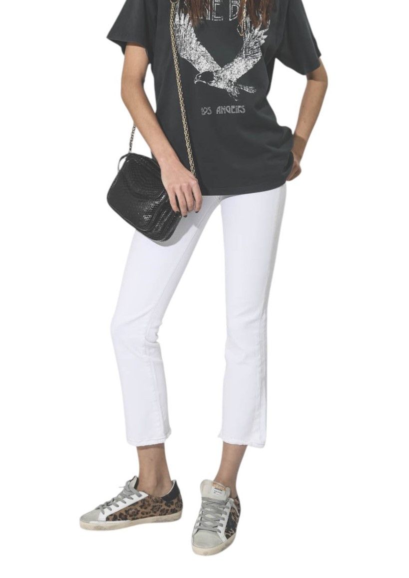 R13 KICK FIT 27 Bale White Flared Cropped Light Jeans 86195 Size 27" / US 4 / IT 40 - 1 Thumbnail