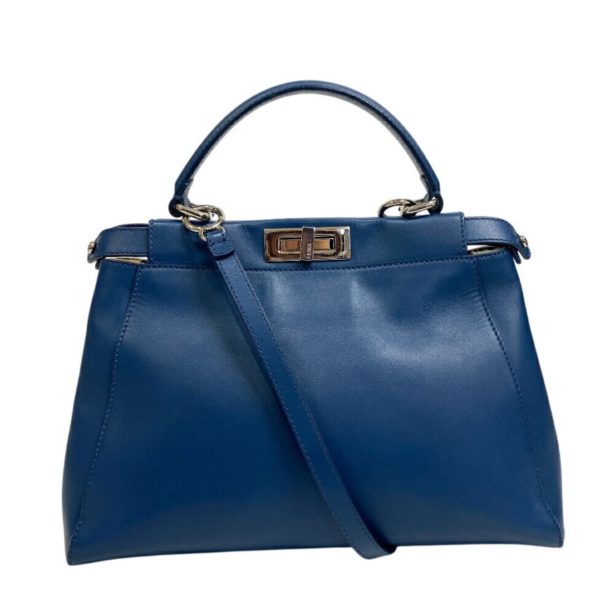 Fendi 8Bn226 Peekaboo Shoulder Bag Handbag High Women's Blue