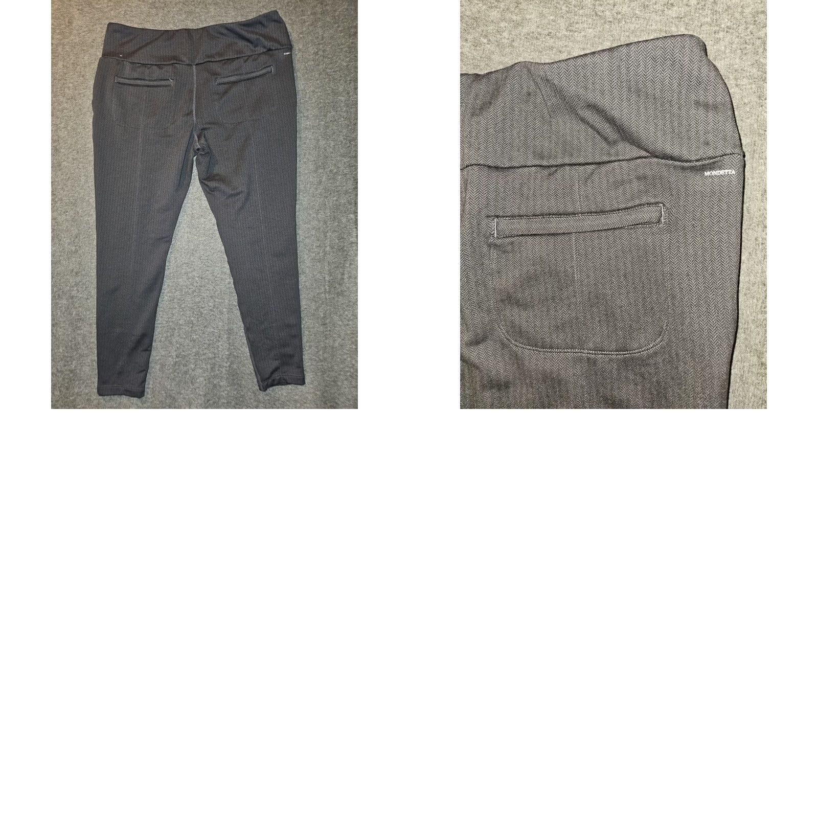 Vintage Mondetta Leggings Women's 2XL Ankle Gray Chevron Zip Pockets Yoga Pull On Plus Size Slim Stretch Lightweight Pockets Casual Activewear Size 40" / US 18 - 8 Thumbnail