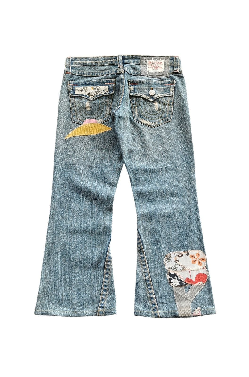 True Religion True Religion Cropped Flare Patchwork Jeans Size US 31 - 2 Thumbnail