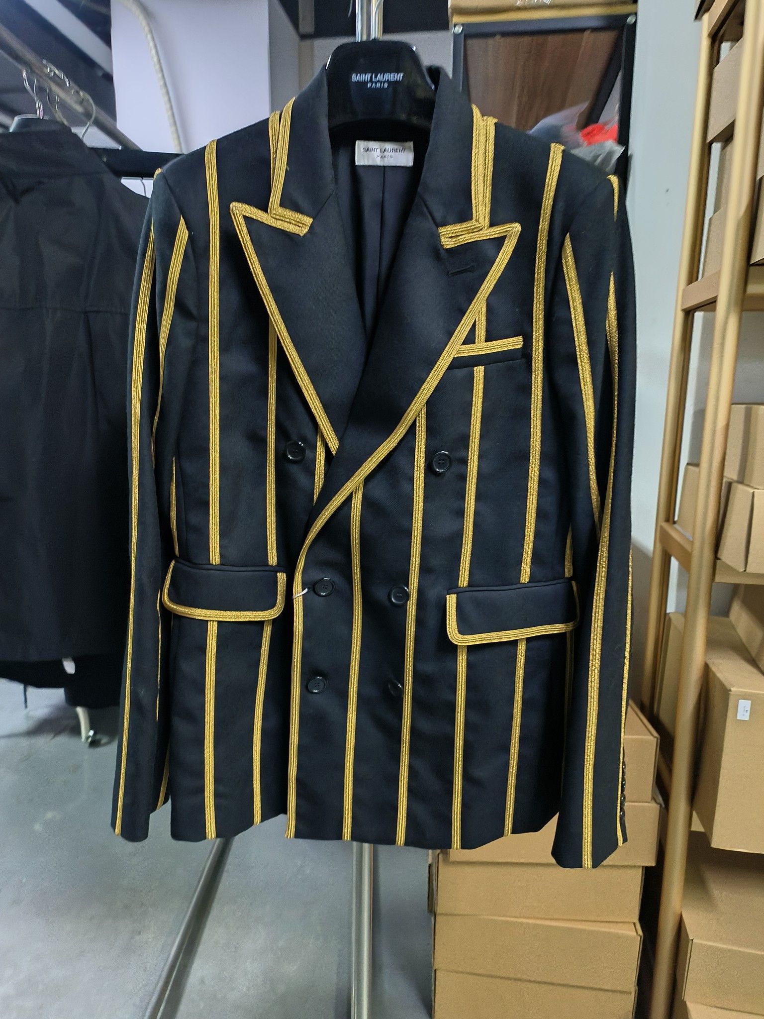 Saint Laurent Paris Saint Laurent Striped Double Breasted Blazer Size 38R Size 38R - 1 Thumbnail