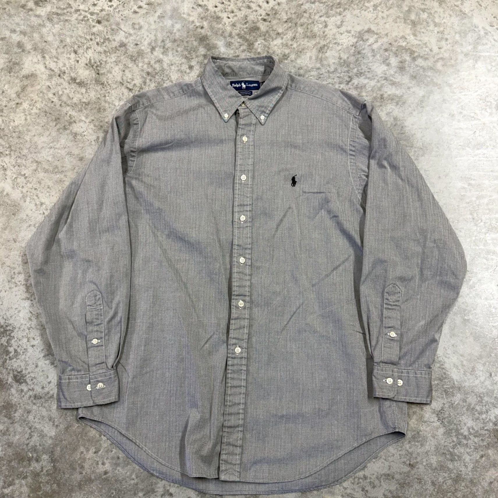 Ralph Lauren Ralph Lauren Shirt Mens Large Gray Herringbone Button Down Long Sleeve Pony Logo Button-Up Vintage Style XX Size US L / EU 52-54 / 3 - 2 Thumbnail
