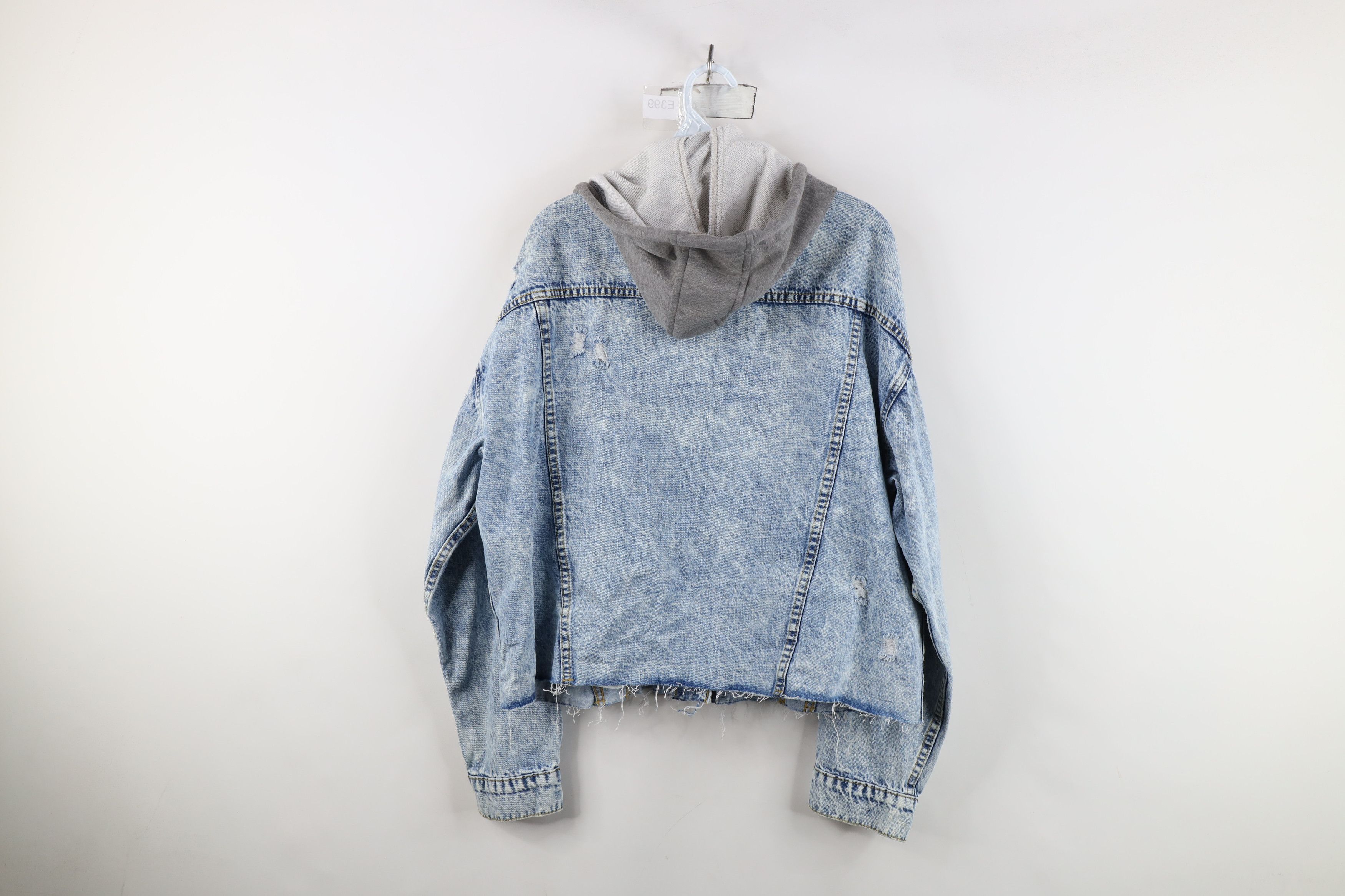 Vintage Buckle BKE Off Cropped Acid Wash Hooded Denim Trucker Jacket Size L / US 10 / IT 46 - 13 Thumbnail