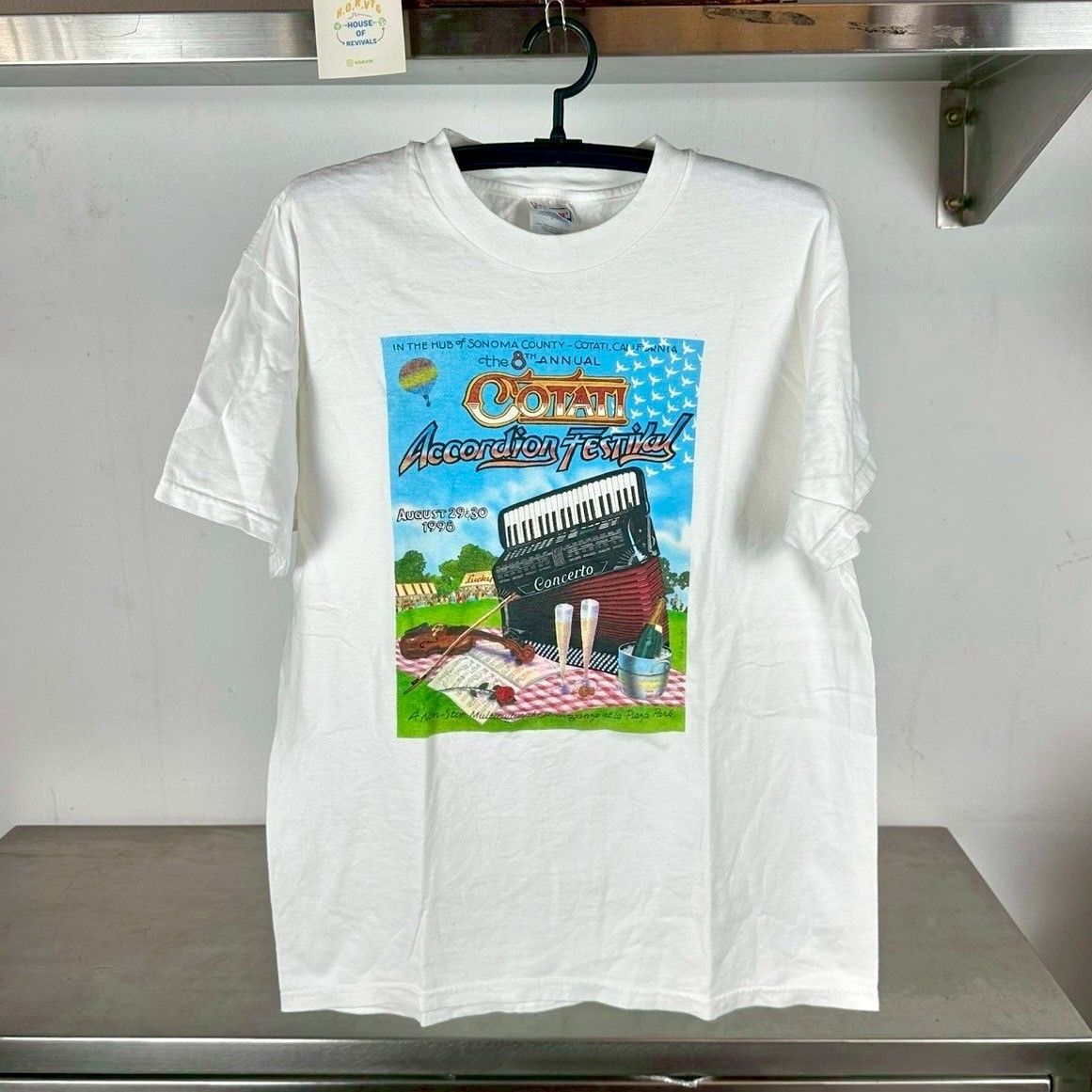 Vintage Vtg 1998 8th Annual Cotati Accordion Festival Promo T-shirt Size US L / EU 52-54 / 3 - 1 Thumbnail