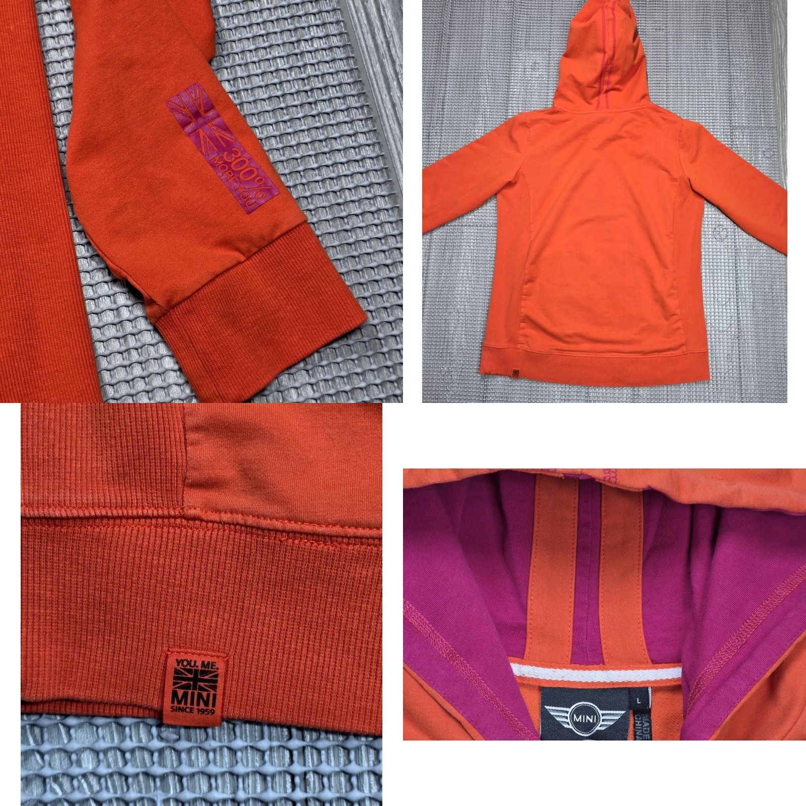 Pinko Mini Cooper Hoodie Orange Pink Large More Room Less Cute You. Me. Mini. Size L / US 10 / IT 46 - 8 Thumbnail