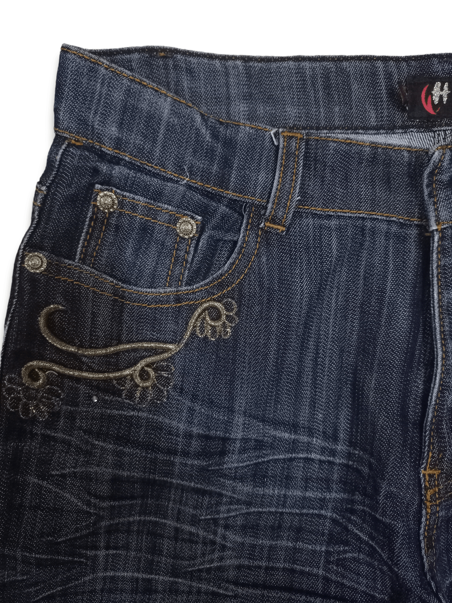 Japanese Brand Vintage Japanese Blue Wash Butterfly Embroidery Flare Jeans Size 31" - 4 Thumbnail