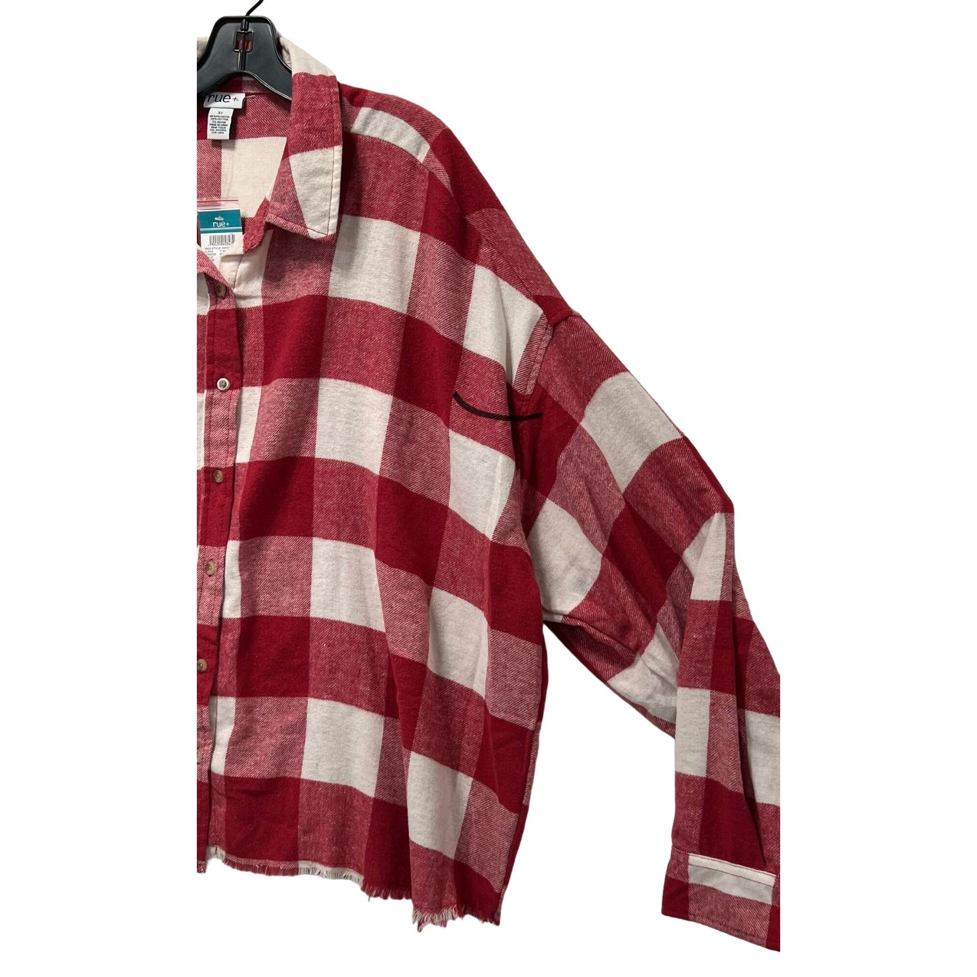 Other Rue + - Women's Long Sleeve Plaid Shirt - Red/White - 3X Size 3XL / US 20-22 - 12 Thumbnail