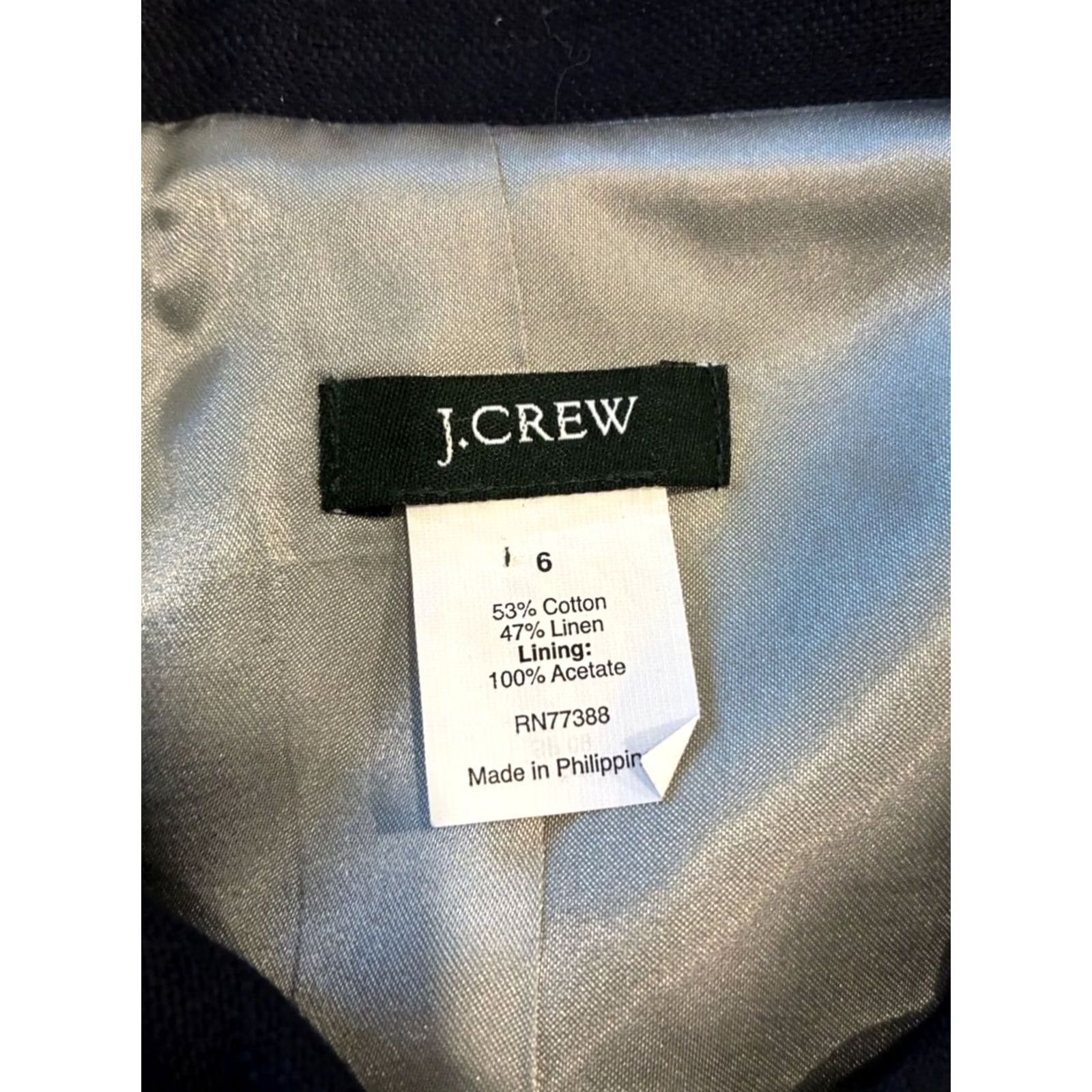 J.Crew J. Crew Blazer Women’s Aubrey Line Blend Ottoman Navy Blue Size 6 Regular Linen Blend, Basic Jacket, Navy, 6 Size M / US 6-8 / IT 42-44 - 5 Thumbnail
