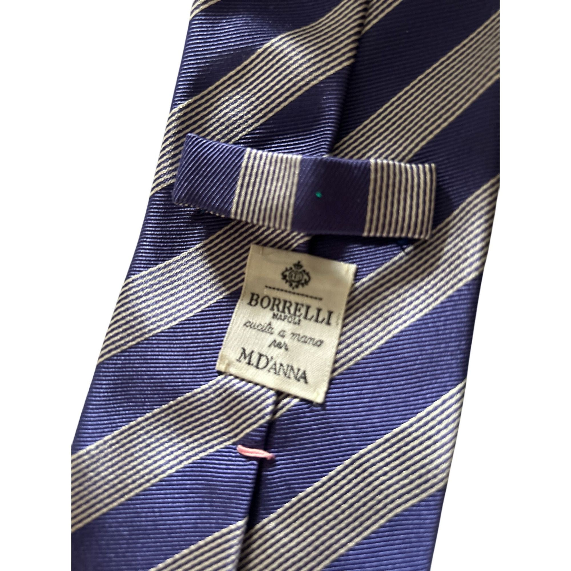 Luigi Borrelli LUIGI BORRELLI Napoli Men's 100% Silk Tie Blue Gray/Silver S Size ONE SIZE - 5 Thumbnail