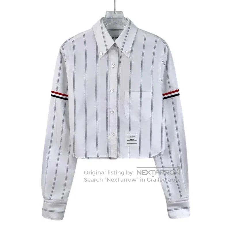Thom Browne Thom Browne White Striped Cotton Shirt . Size M / US 6-8 / IT 42-44 - 1 Thumbnail