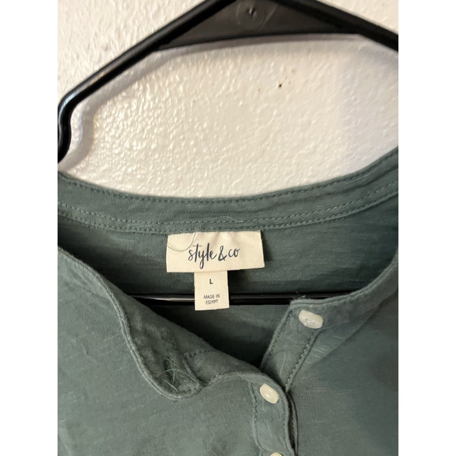 Style & Co Style & Co Green Basic Button Front 100% Cotton Henley Tshirt Tee Large Shirt Womens Regular Green Button Front 100% Cotton Henley Tshirt Tee L Size L / US 10 / IT 46 - 2 Thumbnail