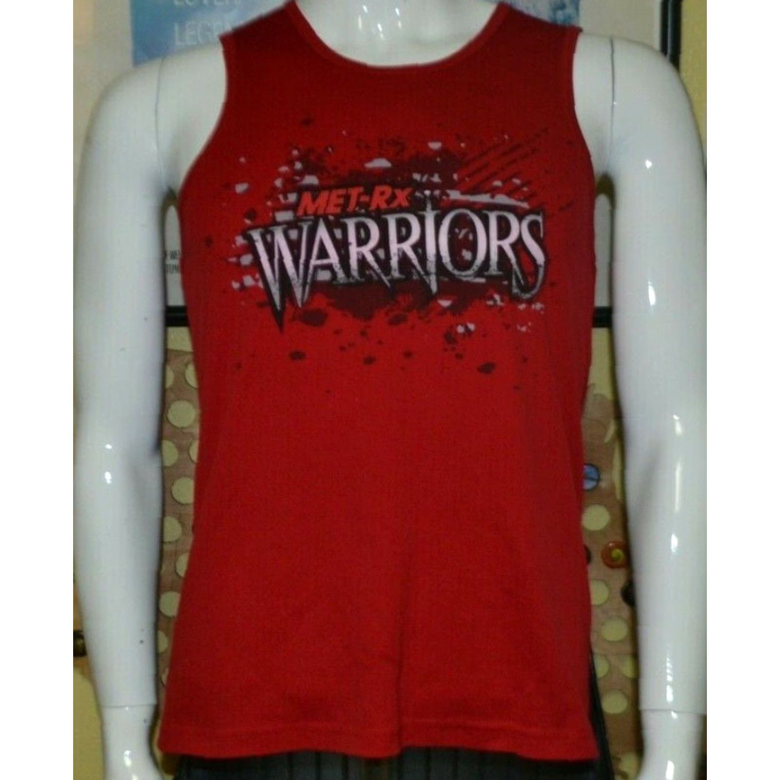 Vintage MET-RX Warriors Workout Tank Top Shirt Medium Men's Red Athletic Sleeveless Body Building Shirt Size US M / EU 48-50 / 2 - 2 Thumbnail