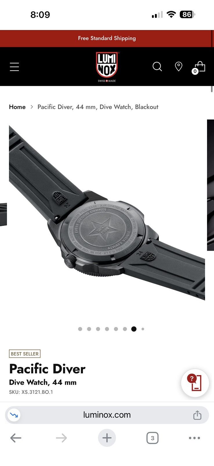 Luminox Luminox Pacific Diver Dive Watch, 44 mm SKU: XS.3121.BO.1 Size 44 - 8 Thumbnail