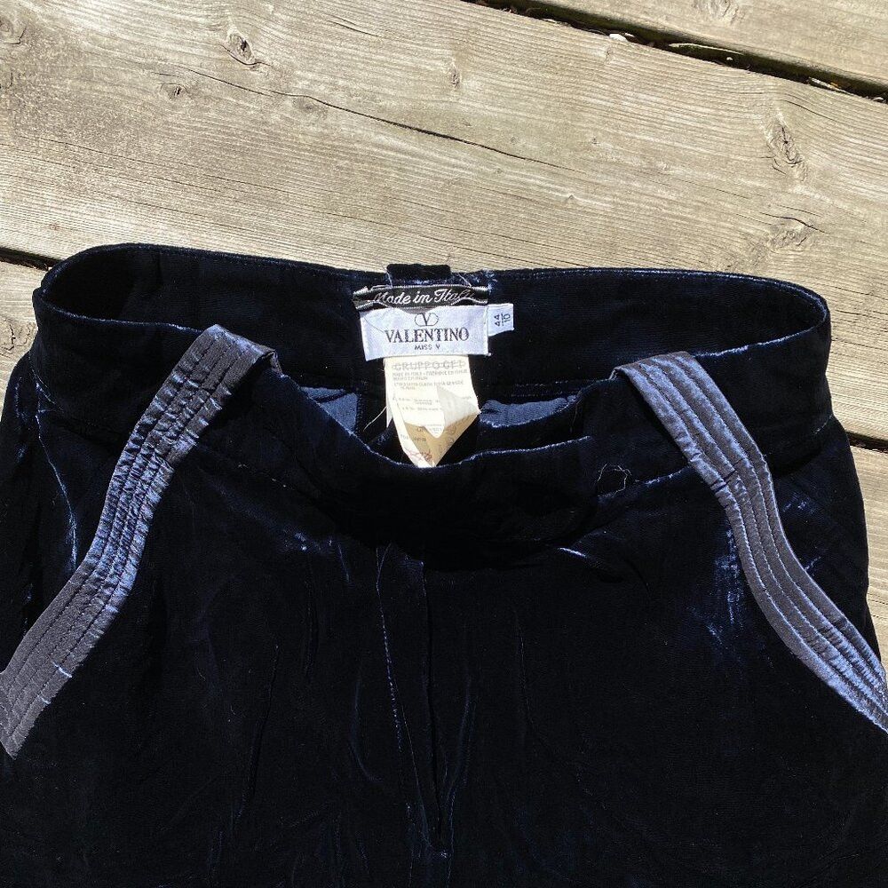 Valentino Vintage 90s Valentino Miss V Velour Silk Velvet Designer Pa Size 27" / US 4 / IT 40 - 2 Thumbnail