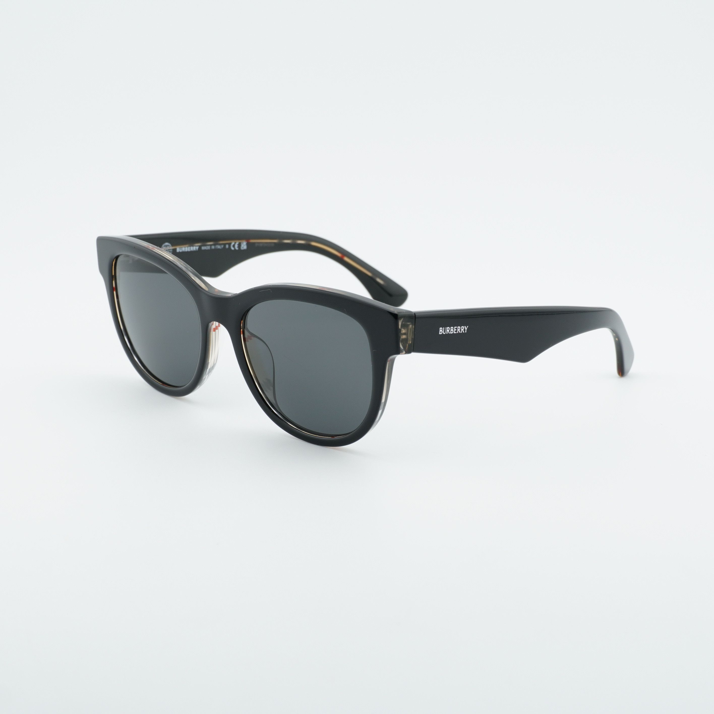 Burberry BE4432U 412187 Sunglasses Black on Check Square Fra