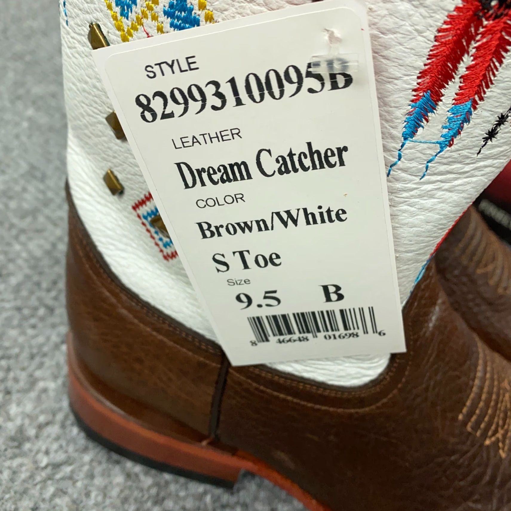 Vintage Ferrini Boots Women's Size 9.5 White Brown Dream Catcher Cowgirl Studded Leather Size US 9.5 / IT 39.5 - 7 Thumbnail