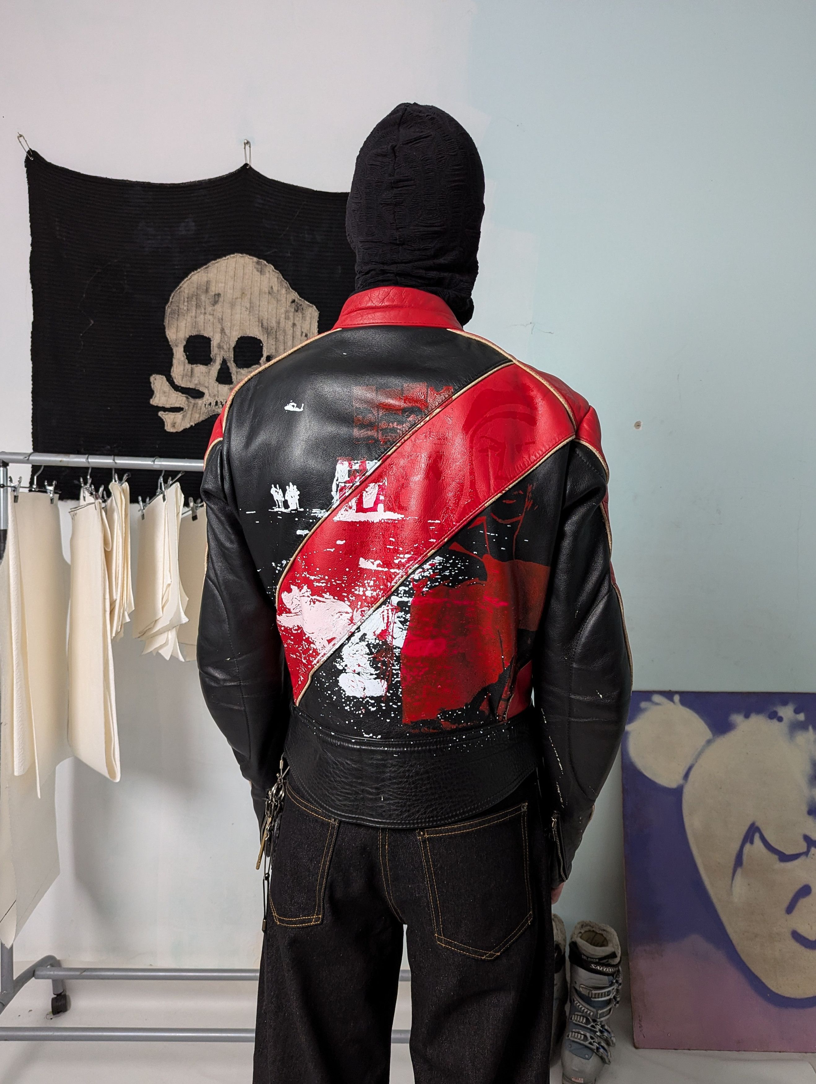 Leather 90s Schwabenleder Two Tone Handprinted Leather Jacket Size US M / EU 48-50 / 2 - 4 Thumbnail