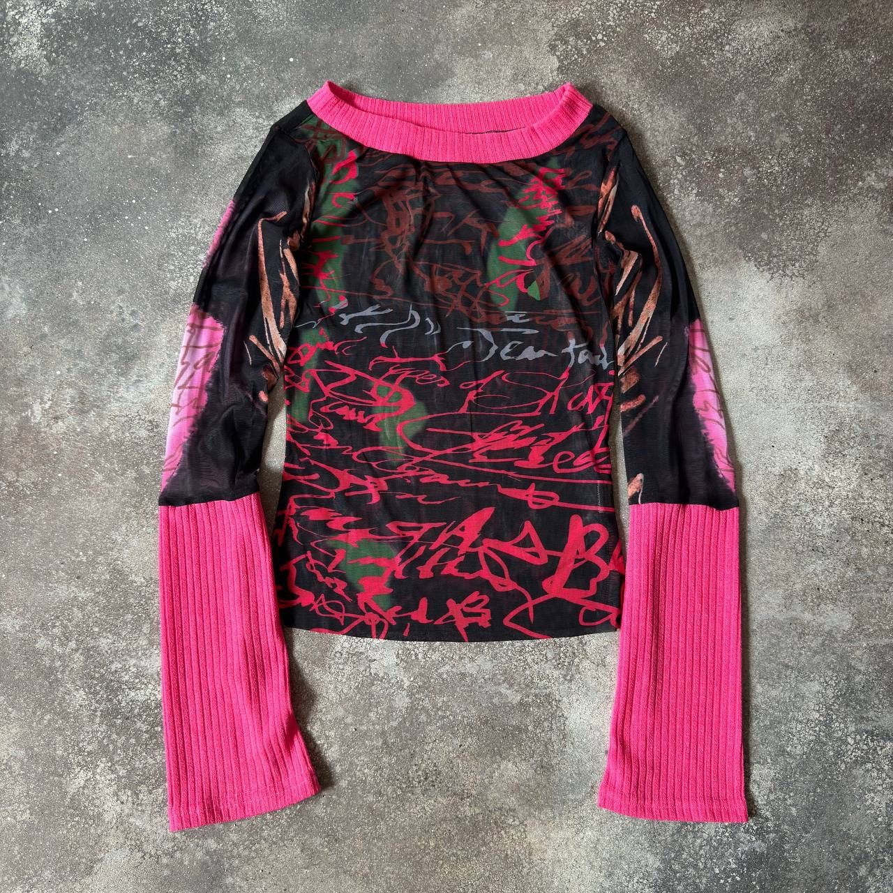 20471120 Y2K Japanese Mesh Long Sleeve Top (like Jean Paul Gaultier) Size M / US 6-8 / IT 42-44 - 2 Thumbnail
