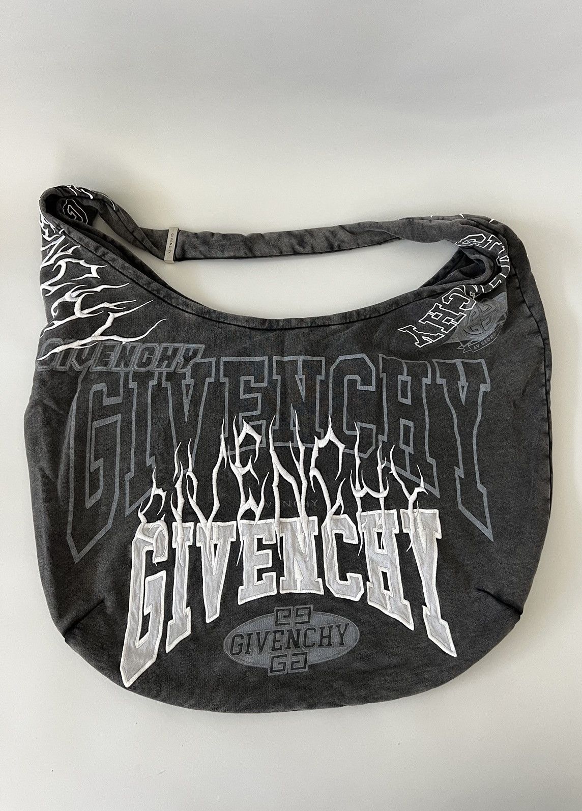 Givenchy Gothic Logo Cotton Messenger Bag in Grey, Men's