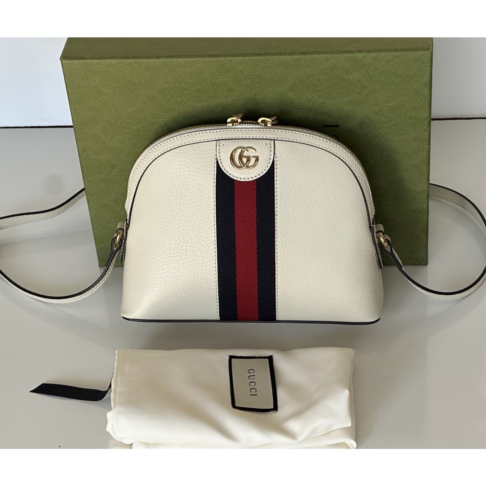 Gucci Gucci Ophidia Leather GG Web White Small Shoulder Bag 719881 Size ONE SIZE - 14 Thumbnail