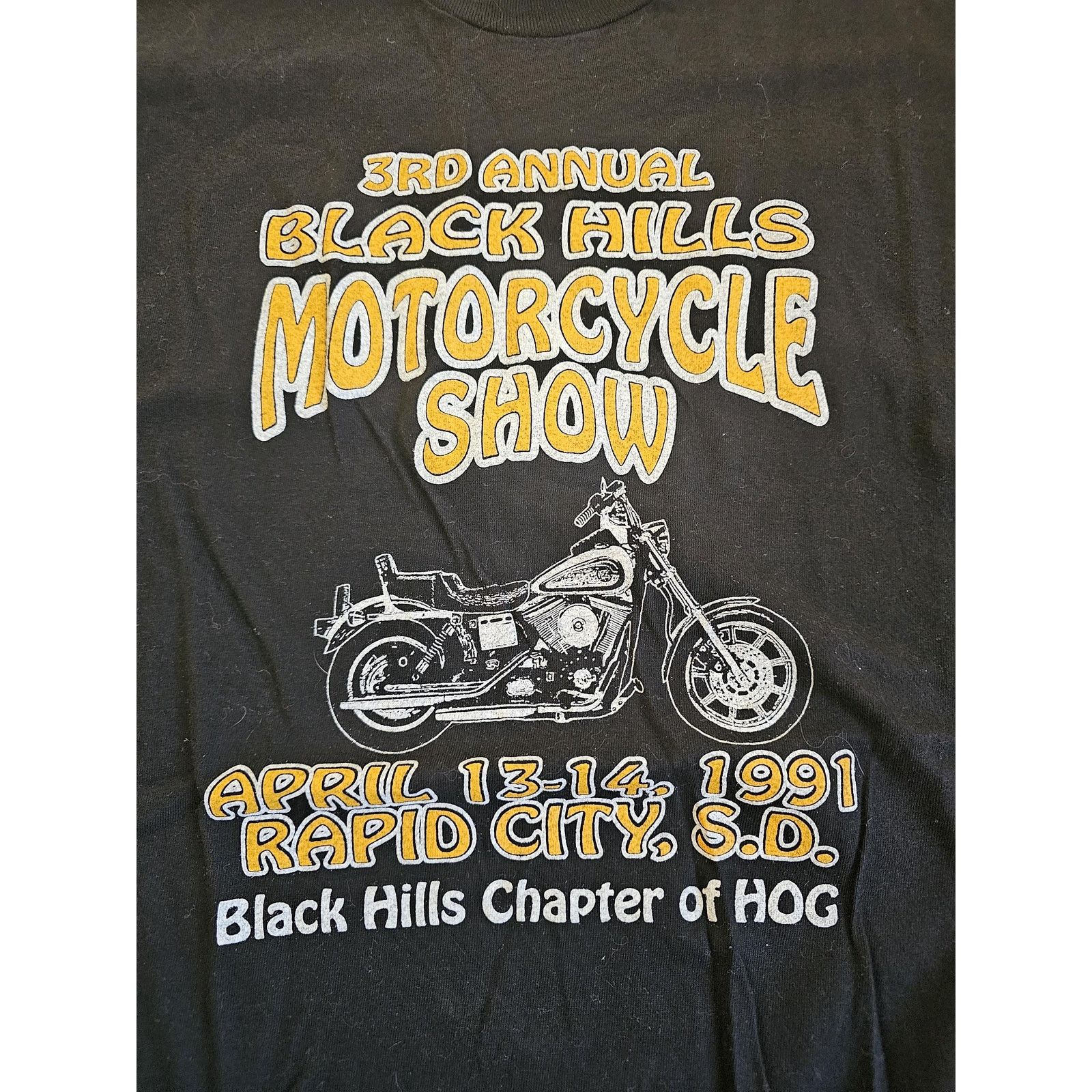 Hanes 80s Black Hills Motorcycle Show Rally T-Shirt Black Sz L Size US L / EU 52-54 / 3 - 2 Thumbnail