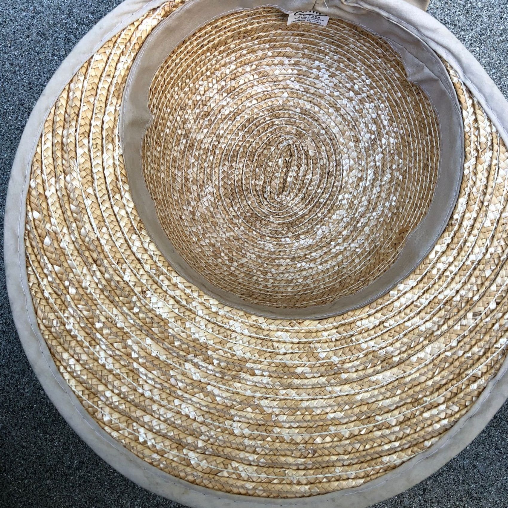 Vintage VINTAGE ARLIN Sun Hat Women's One Size 100% Straw Wide Brim Beige Bow Cap Size ONE SIZE - 4 Thumbnail