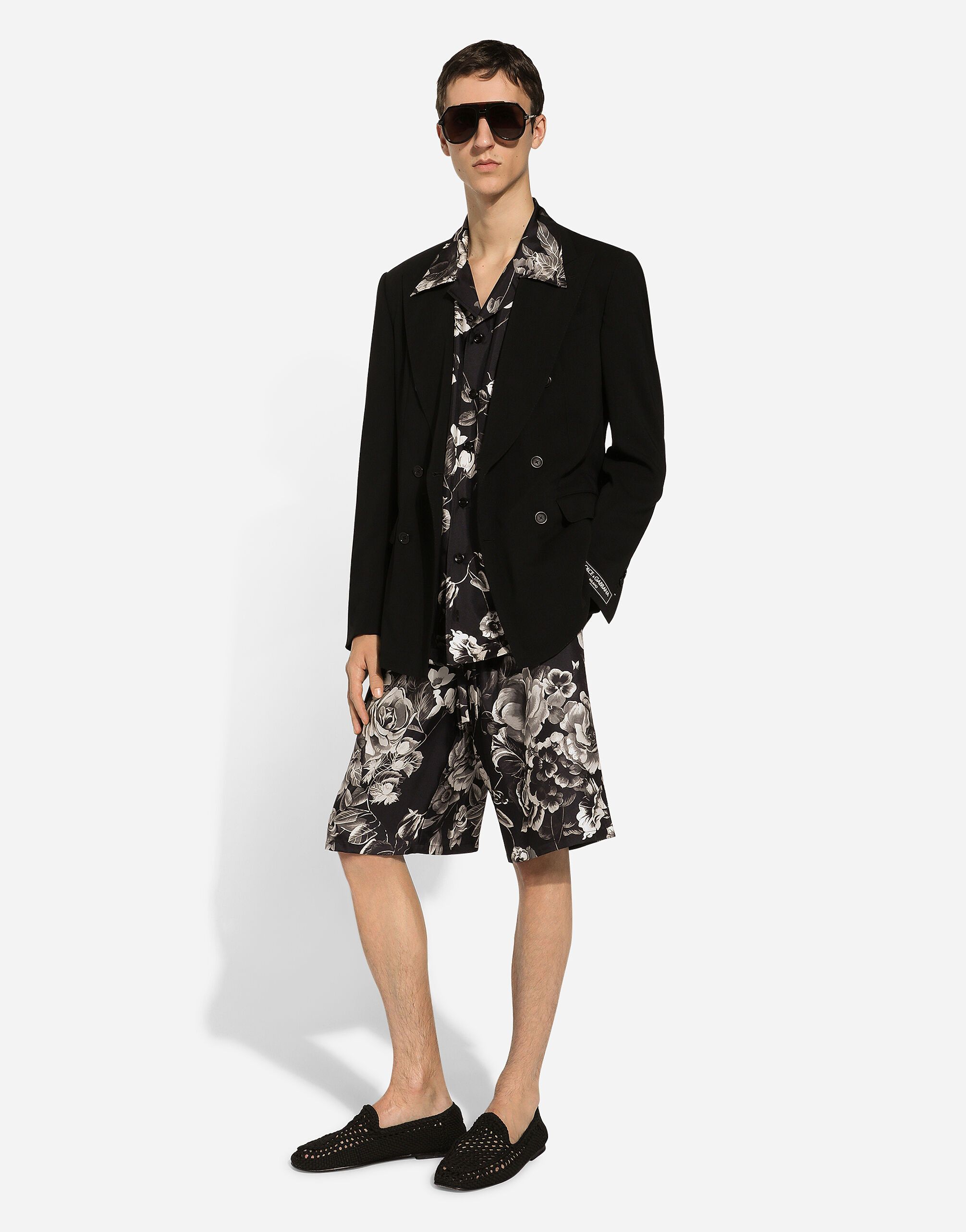Dolce & Gabbana o1s22i1n0924 Hawaii Silk Shirt in Black White Size US M / EU 48-50 / 2 - 6 Thumbnail
