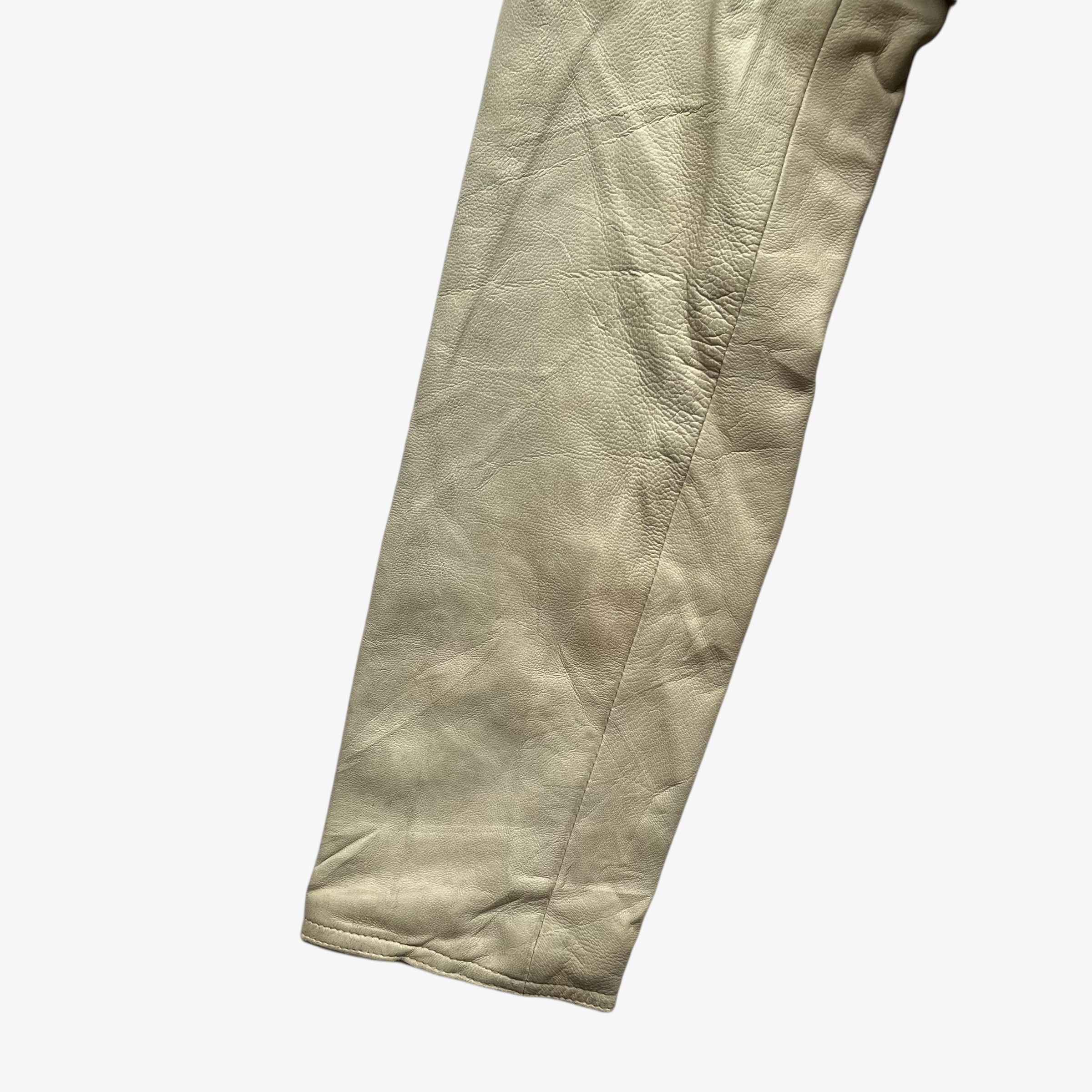 Armani Vintage Y2K Women's Armani Jeans Cream Leather Blazer Size S / US 4 / IT 40 - 7 Thumbnail