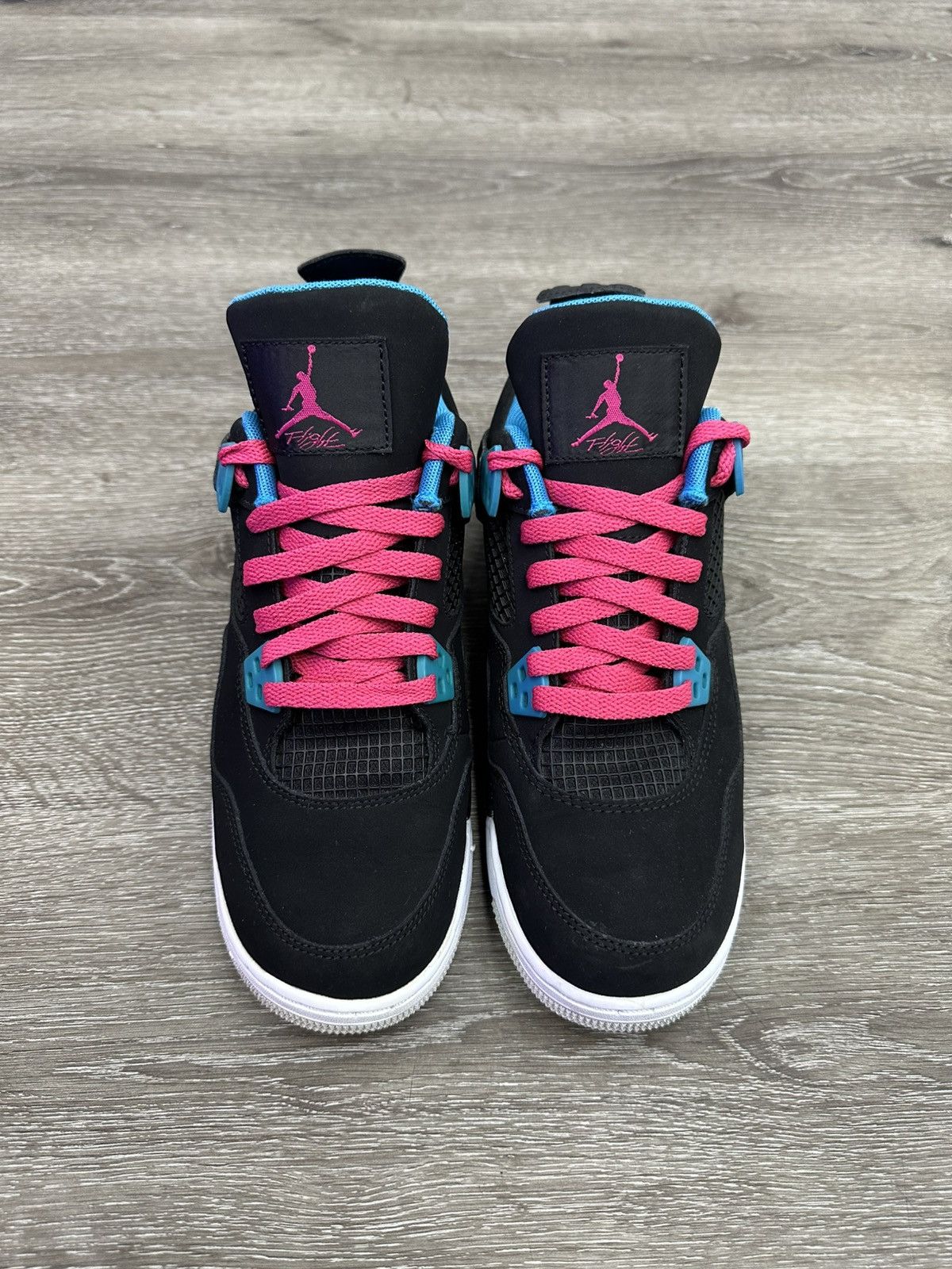 Jordan Brand Air Jordan 4 Retro “Black Vivid Dynamic Blue”(GS)*PRE-OWNED* Size US 7 / EU 40 - 3 Thumbnail