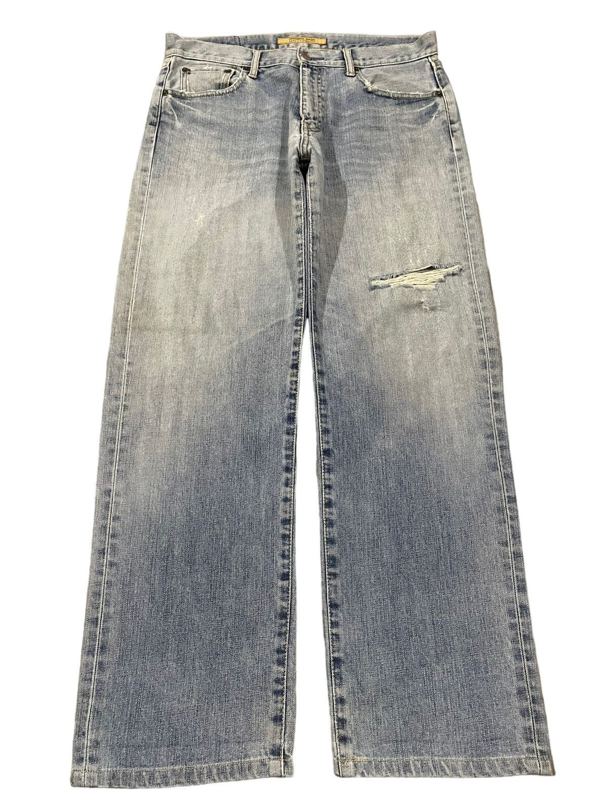 Uniqlo Vintage Japanese Uniqlo Blue Wash Style Distress Baggy Jeans Size US 34 / EU 50 - 1 Thumbnail