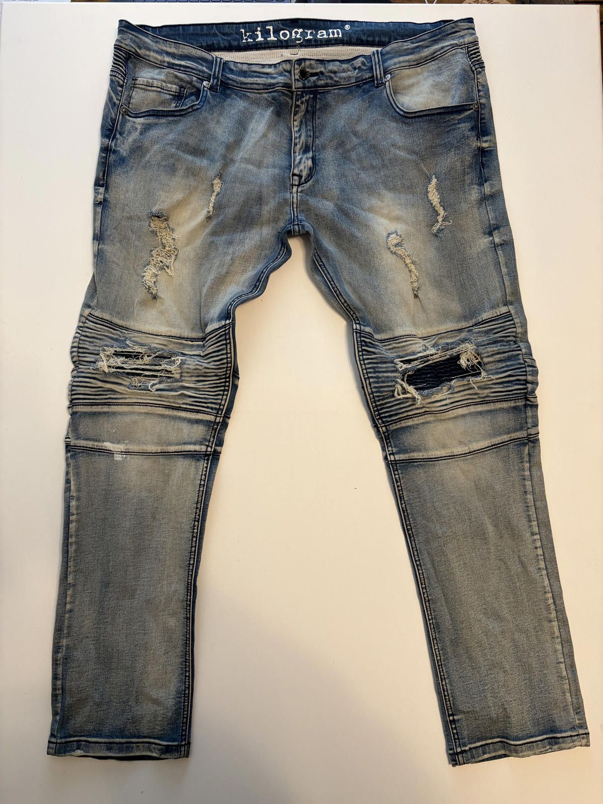 Other Kilogram Men's Distressed Biker Slim Fit Jeans (Size 44x32) Size US 44 / EU 60 - 1 Thumbnail