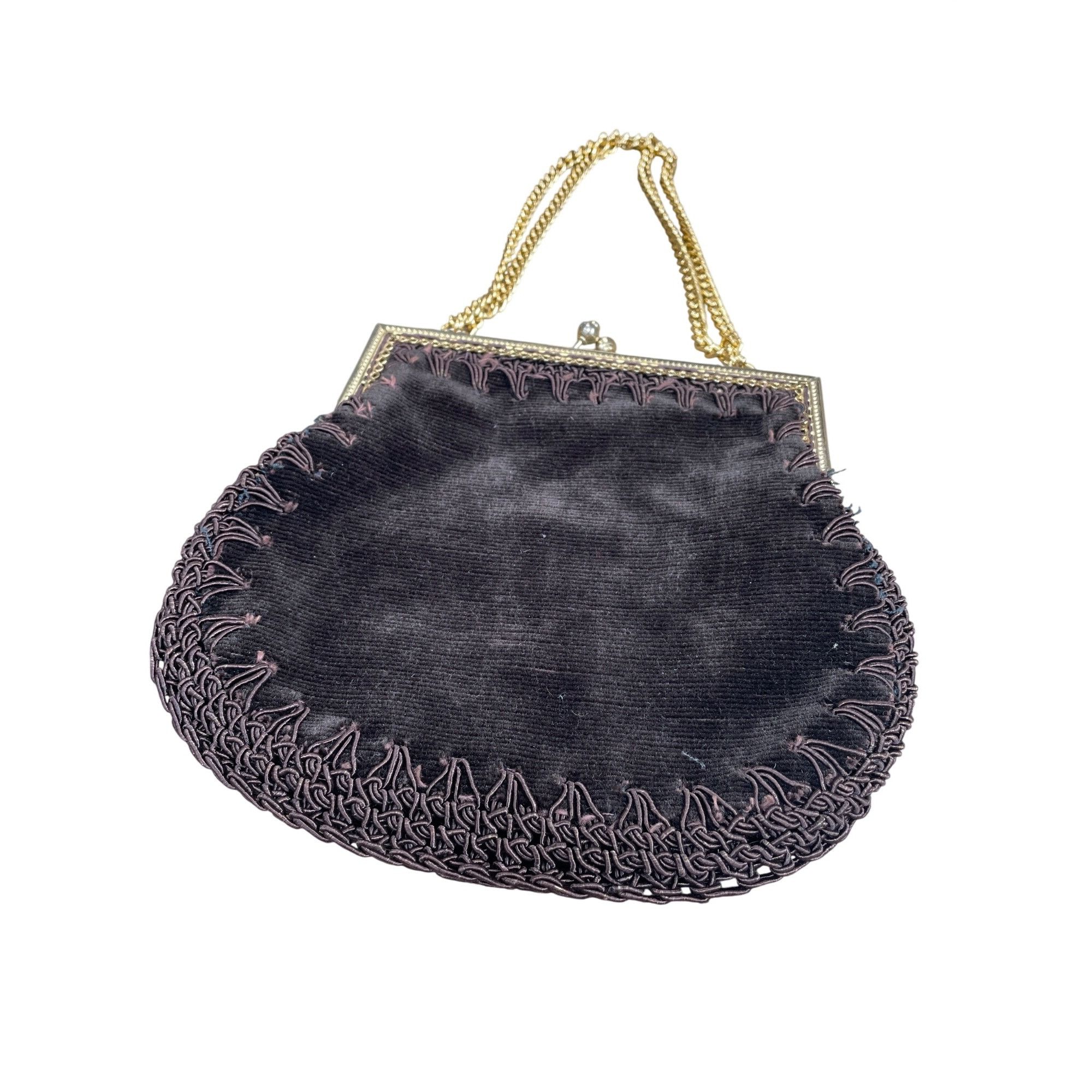 Handmade Italian handmade womans brown fabric gold ware kisslock hand Size ONE SIZE - 1 Thumbnail