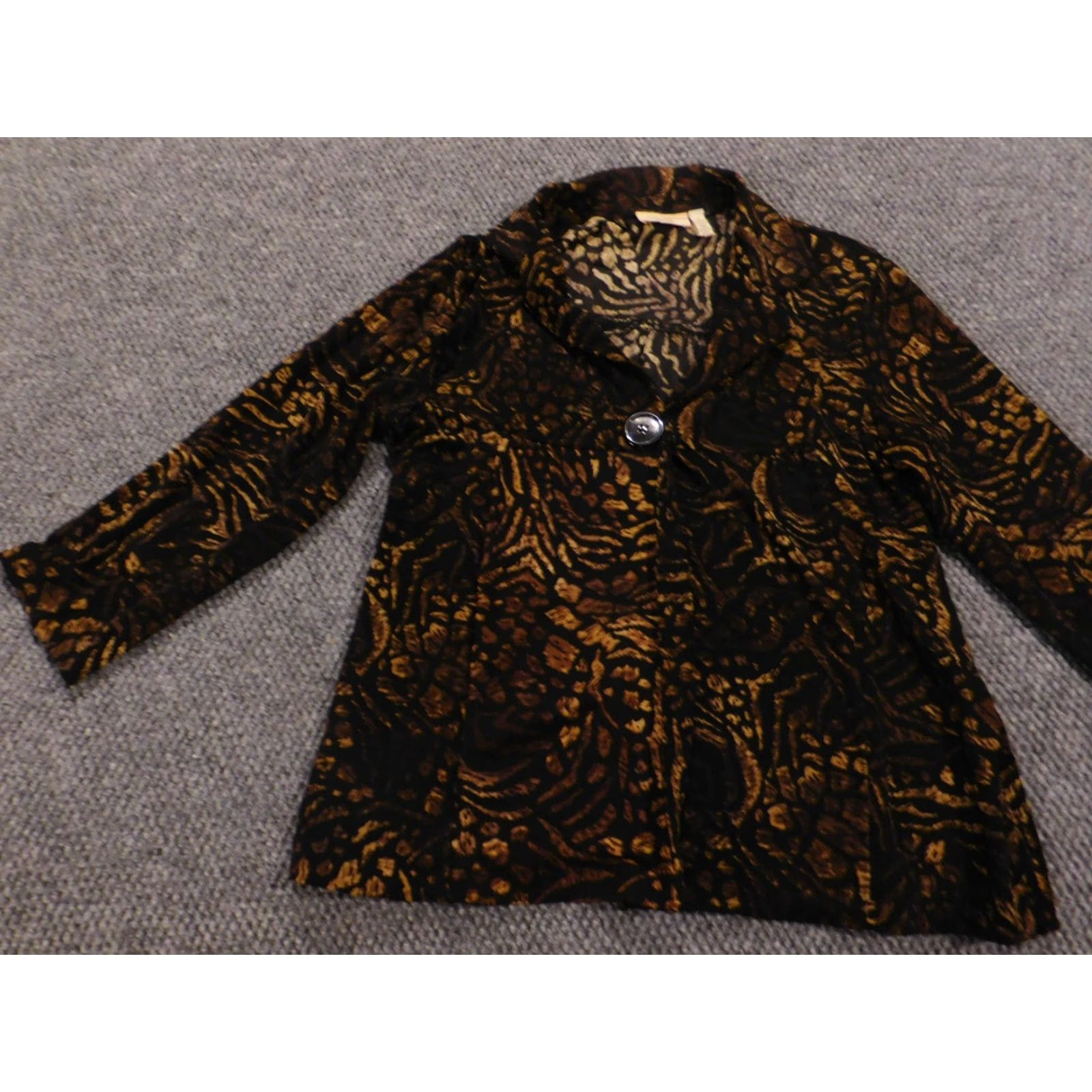 Vintage Choices Blouse Womens M Brown Crew Neck Pullover Stretch 3/4 Sleeve Floral Rayon Lyocell Button Casual Basic Regular Vintage No Size M / US 6-8 / IT 42-44 - 3 Thumbnail