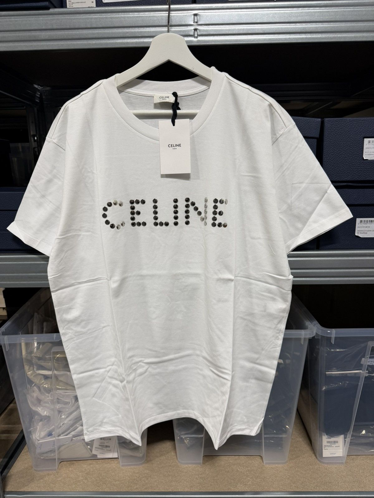 Celine Celine Paris Studded Logo T-Shirt NEW 900$ Size US XL / EU 56 / 4 - 1 Thumbnail