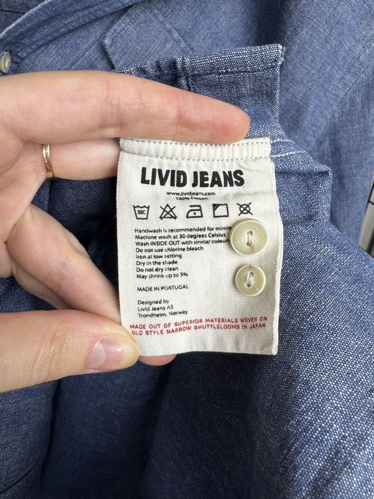 Livid LIVID JEANS – RAGNAR JAPAN Blue SELVAGE BUTTON UP Shirt Size US M / EU 48-50 / 2 - 11 Thumbnail