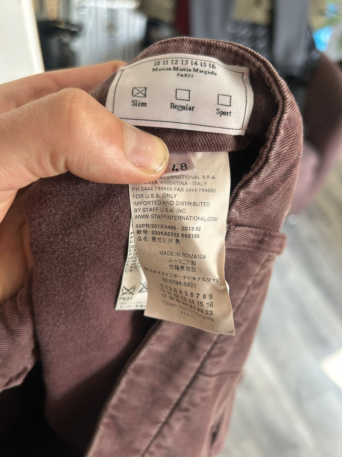 Maison Margiela Burgundy Cotton-Cashmere Trousers Size US 32 / EU 48 - 12 Thumbnail