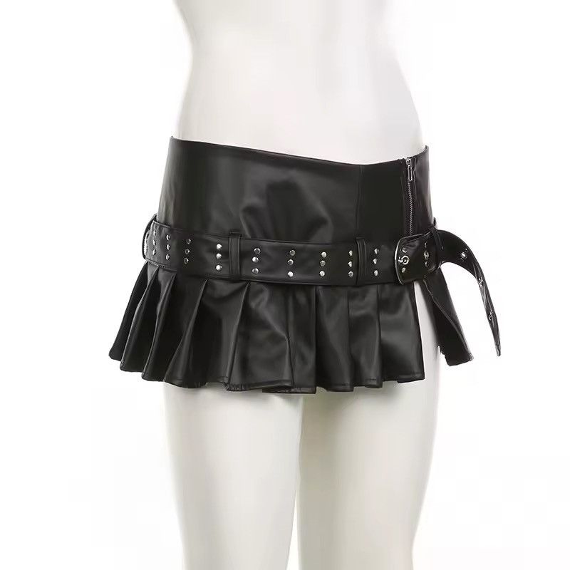Designer PU Leather Dark Hotsweet Style Gothic Punk Skirt Size 30" / US 8 / IT 44 - 3 Thumbnail