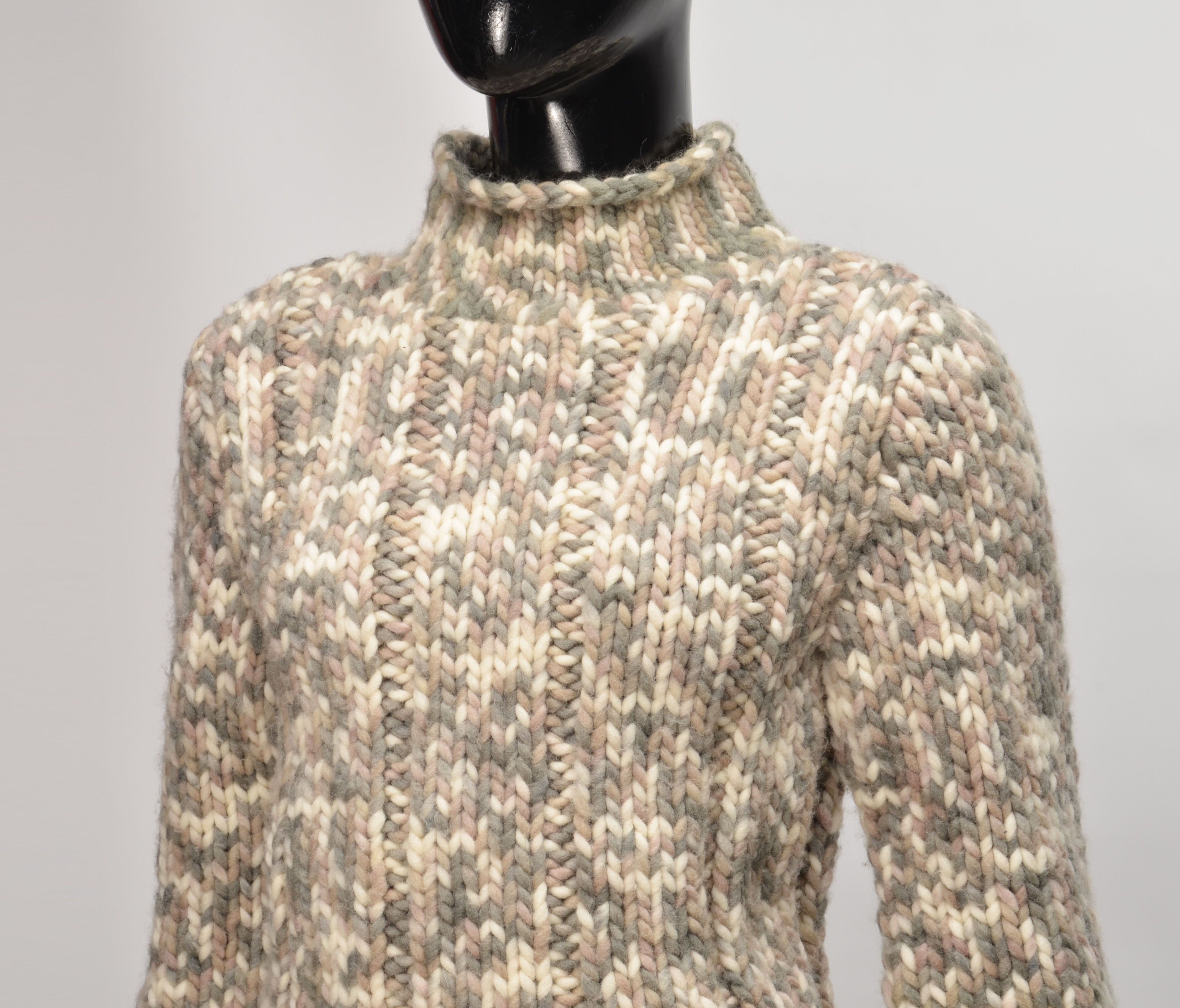 Other Vintage Y2K Chunky Knit Wool Blend Mock Neck Sweater Size S / US 4 / IT 40 - 2 Thumbnail