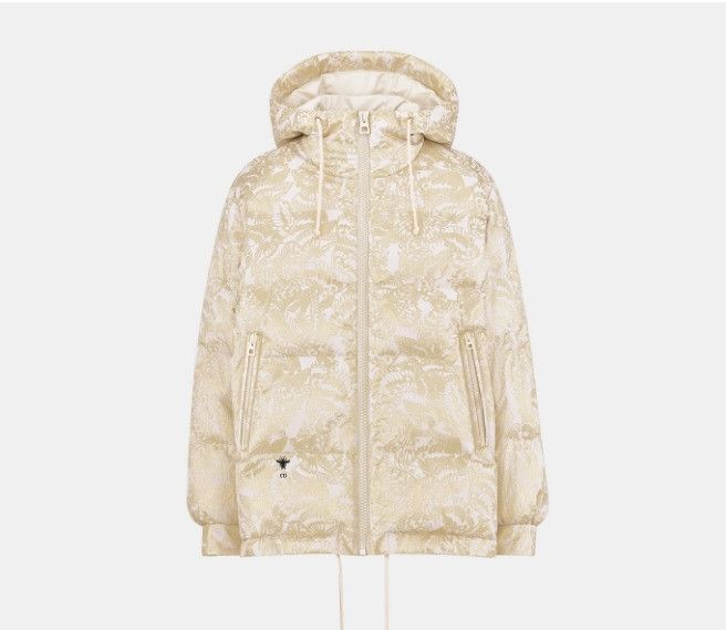Dior o1w1db10225 417C23A23 Hooded Puffer Jacket in Beige Size L / US 10 / IT 46 - 1 Thumbnail