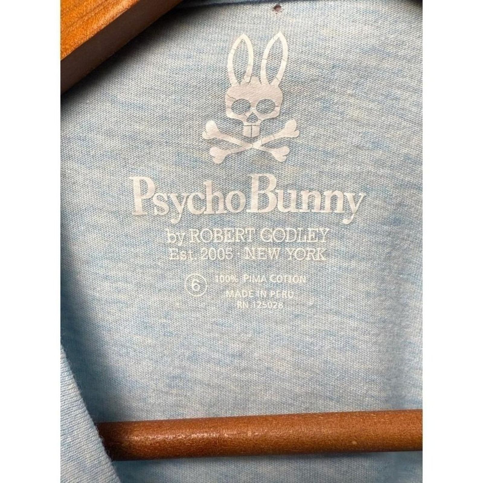 Psycho Bunny Psycho Bunny Pima Cotton V-Neck Tee Light Blue Sz 6 Size US XL / EU 56 / 4 - 6 Thumbnail