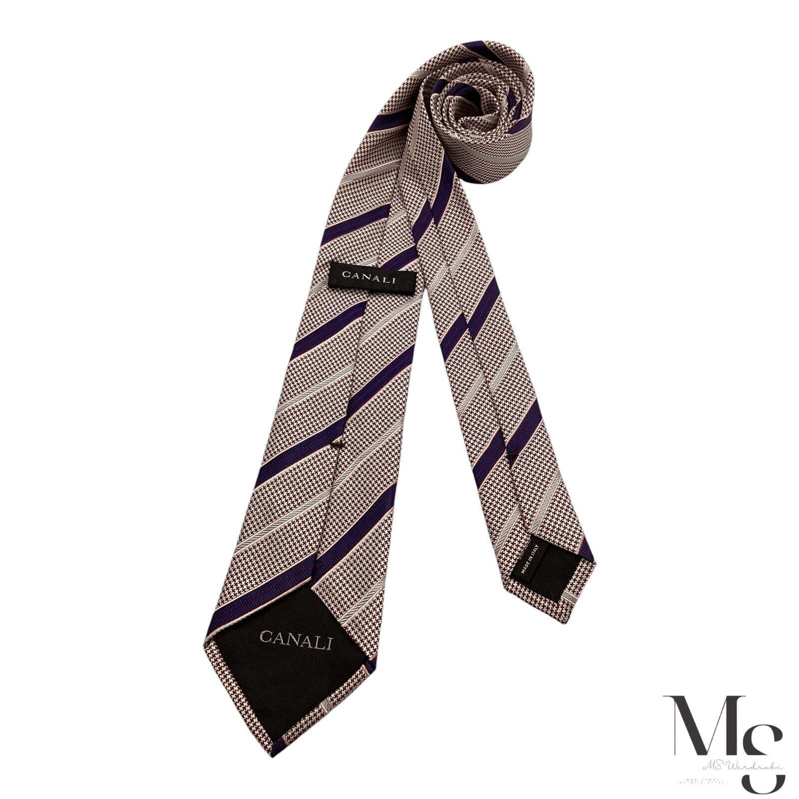 Canali CANALI Red & Blue Striped Silk Tie Made In Italy W:3.25" NWO Size ONE SIZE - 2 Thumbnail