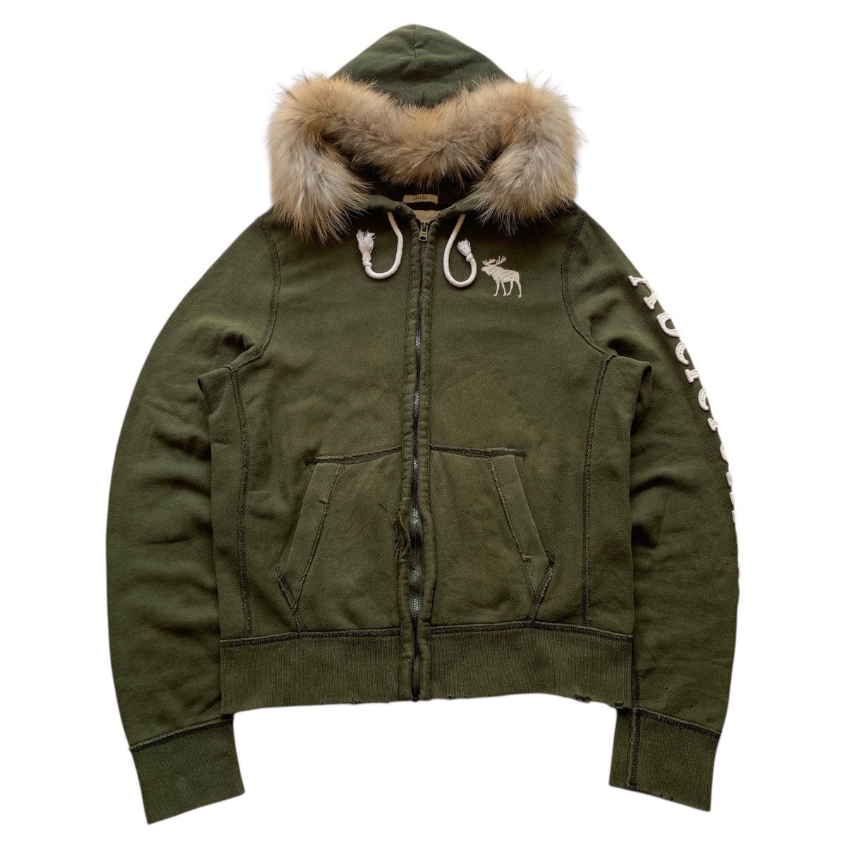 Abercrombie & Fitch Distressed Abercrombie Fitch Fur Ifsix LGB Zip Hoodie Size US XL / EU 56 / 4 - 1 Thumbnail