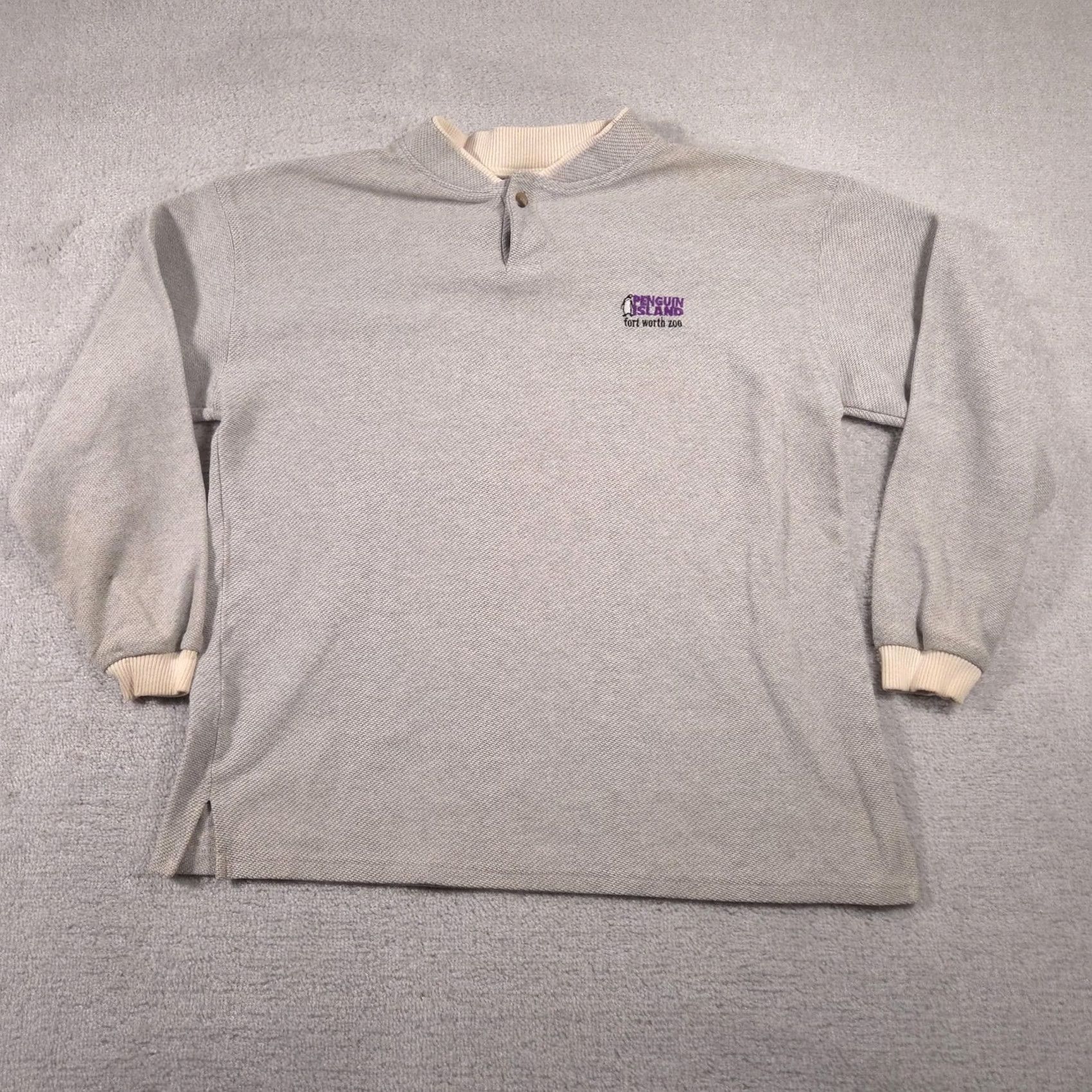 Vintage VINTAGE Time Square Sportswear Penguin Island Fort Worth Zoo Sweatshirt Mens XL Gray Henley Button 100% Cotton USA Size US XL / EU 56 / 4 - 2 Thumbnail