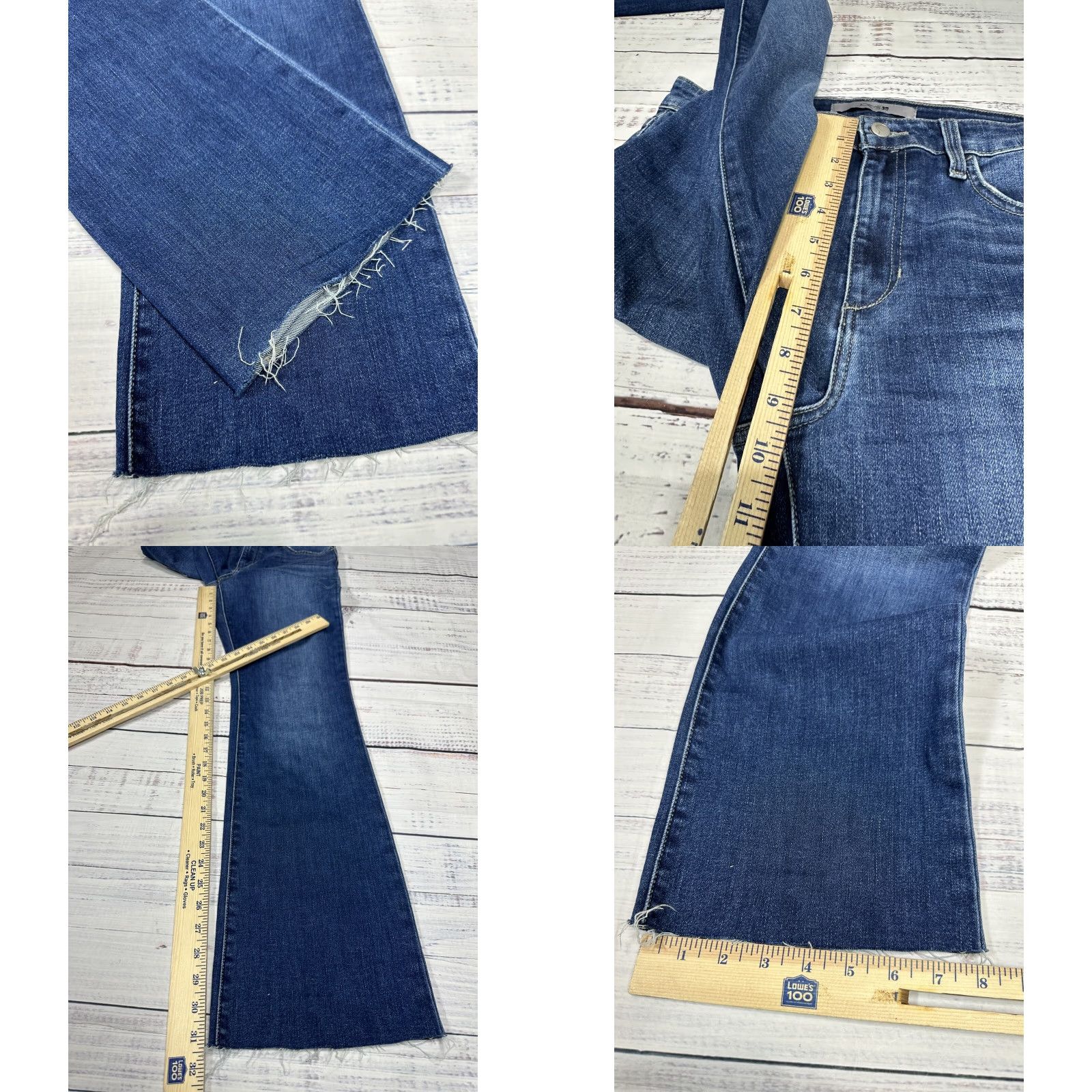 Vintage Women's Joe's Jeans Herculina Jeans Blue Flare Raw Edge Slightly Stretchy Sz 29 Regular 31.5in Inseam Adult Women's Jeans Blue Flared 29 Size 29" - 8 Thumbnail