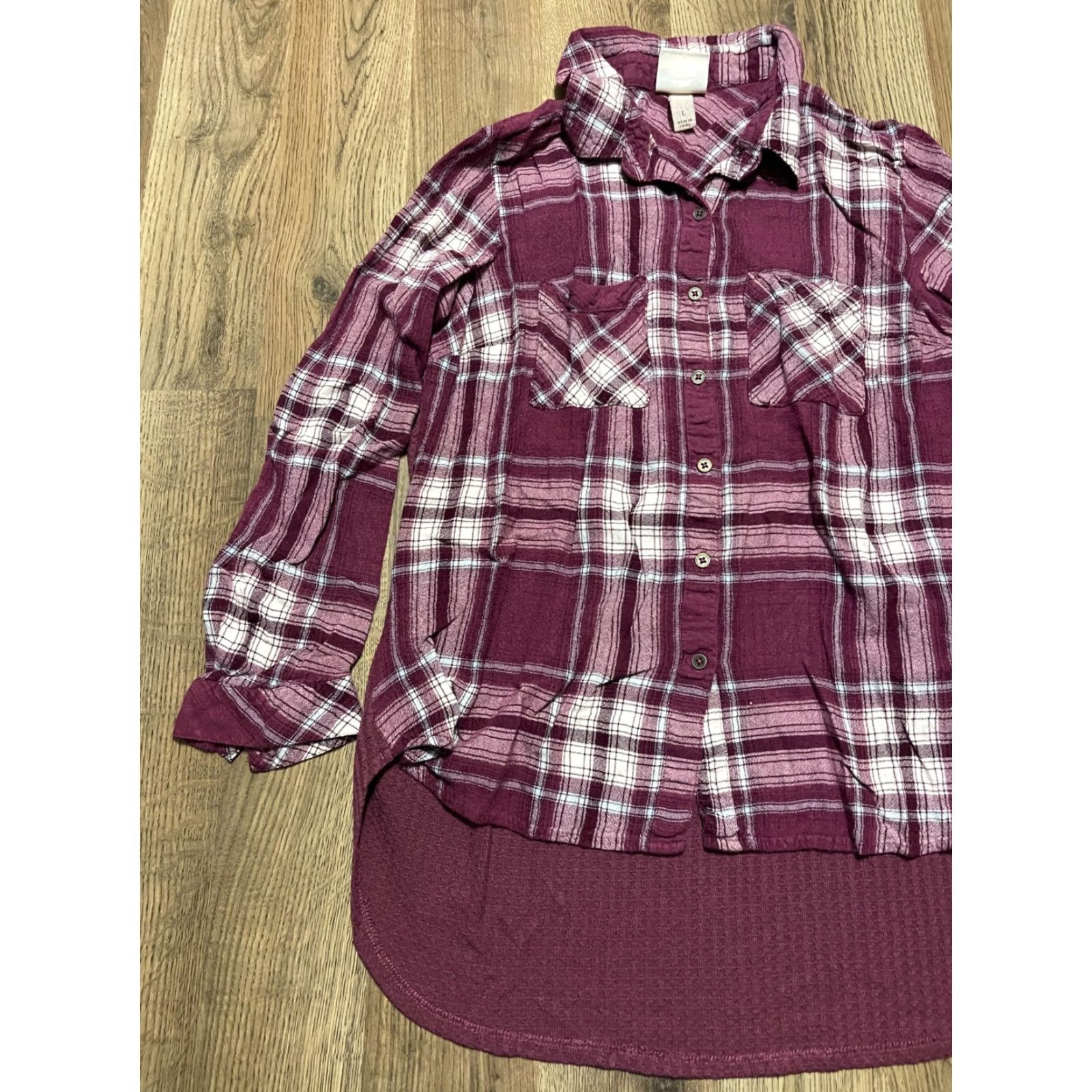 Vintage Knox Rose Shirt, Women's Large Button Up, Plaid White Purple, Duck Tail Size L / US 10 / IT 46 - 3 Thumbnail