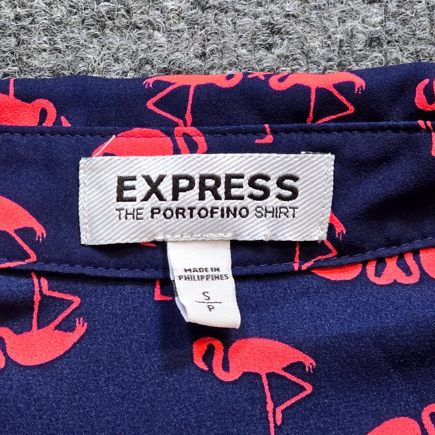 Express Express Top Women Small Blue Flamingo Portofino Sheer Long Sleeve Career Blouse Size S / US 4 / IT 40 - 3 Thumbnail