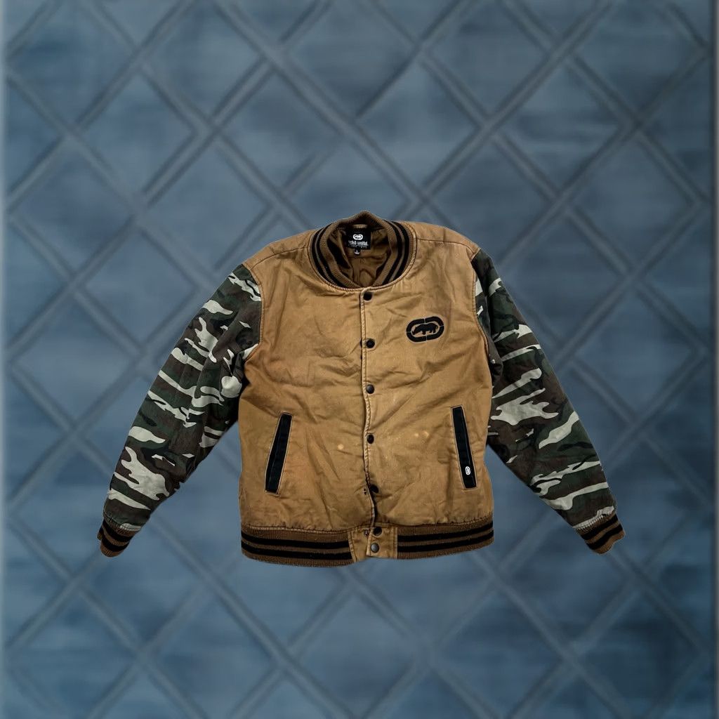 Ecko Unltd. Ecko Unltd Bomber Jacket Mens Camo/Beige/Black Embroidered Rhino Logo Size L Size US L / EU 52-54 / 3 - 1 Thumbnail